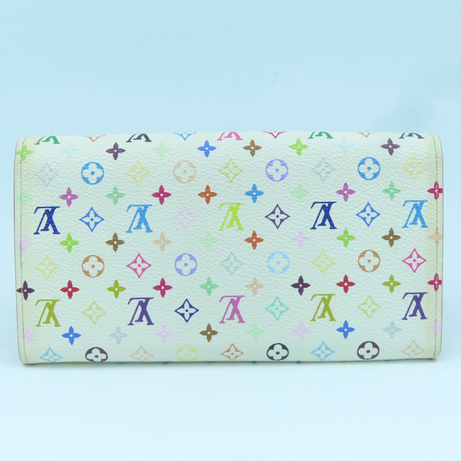LOUIS VUITTON Monogram Multicolore Long Wallet gold buckle long wallet white color
