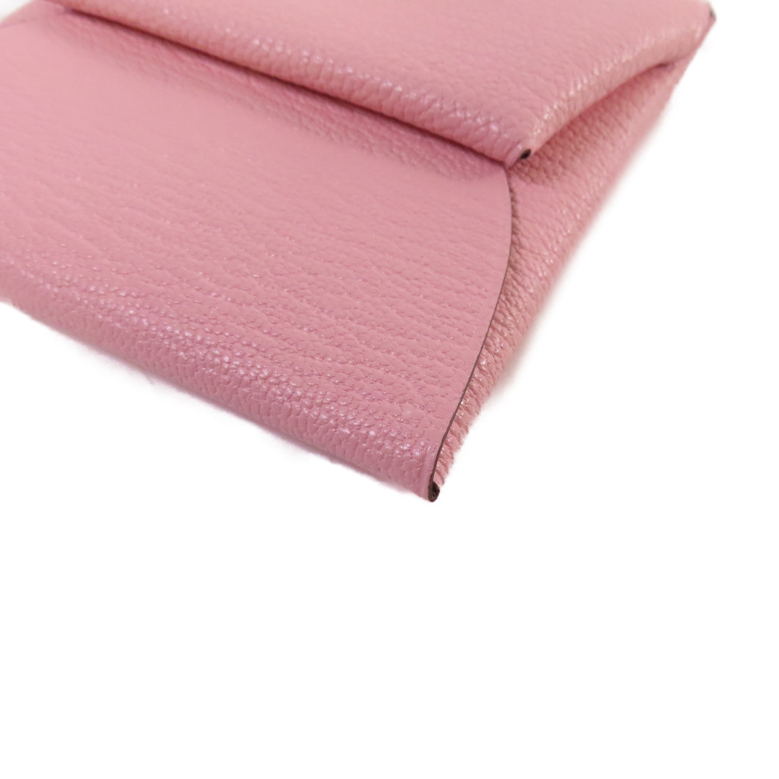 HERMES Chevre皮革Bastia Coin Case銀扣零錢包3Q Rose Sakura櫻花粉色