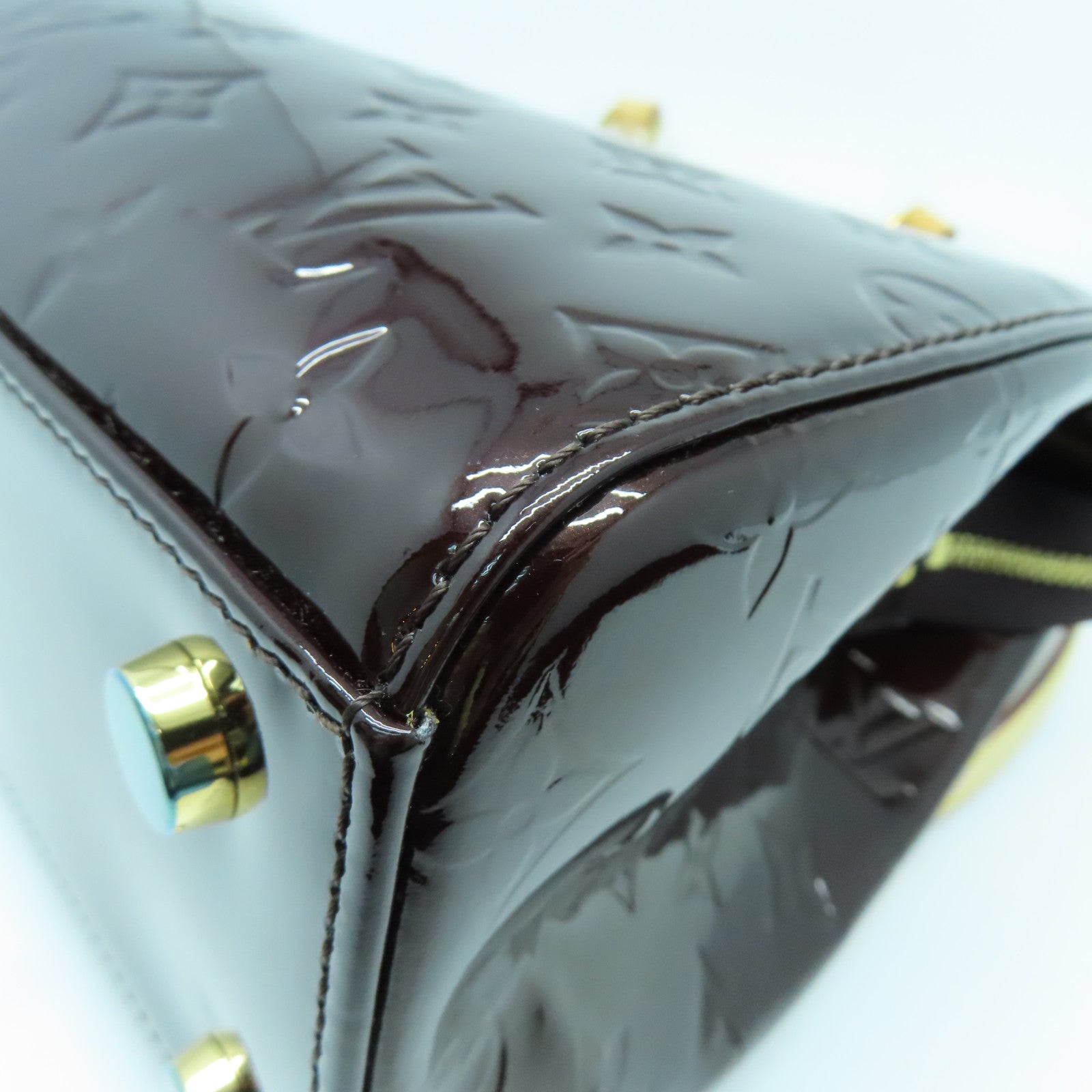 LOUIS VUITTON Monogram Vernis Brea MM金扣手挽肩背兩用袋酒紅色