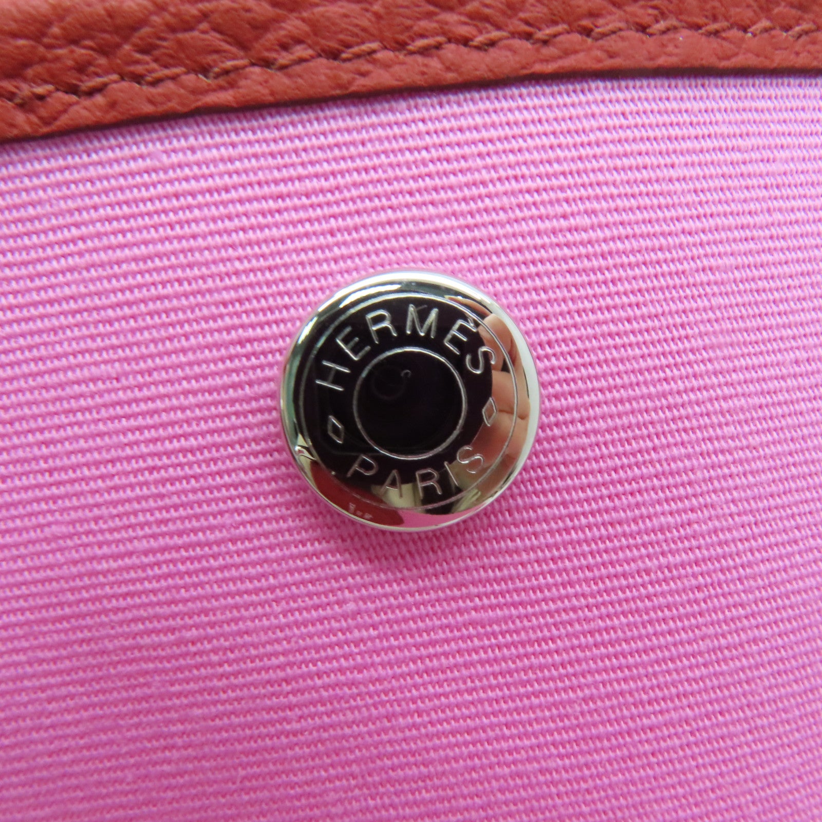 HERMES 帆布Garden File銀扣手挽袋Pink粉紅色