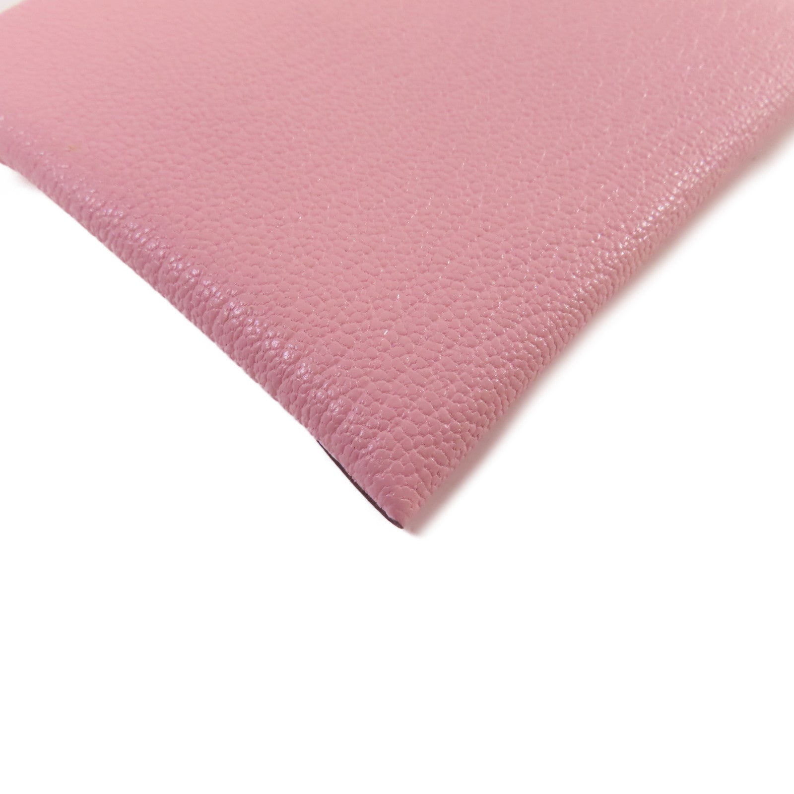 HERMES Chevre皮革Bastia Coin Case銀扣零錢包3Q Rose Sakura櫻花粉色