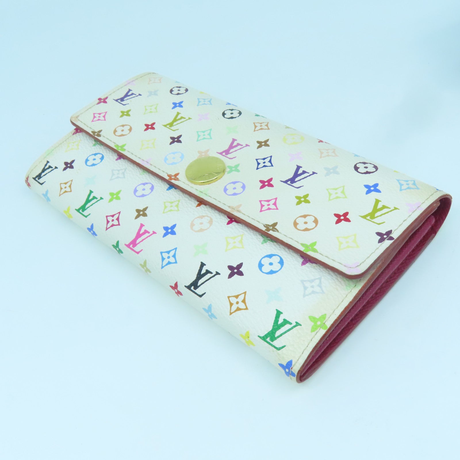 LOUIS VUITTON Monogram Multicolore Long Wallet gold buckle long wallet white / color