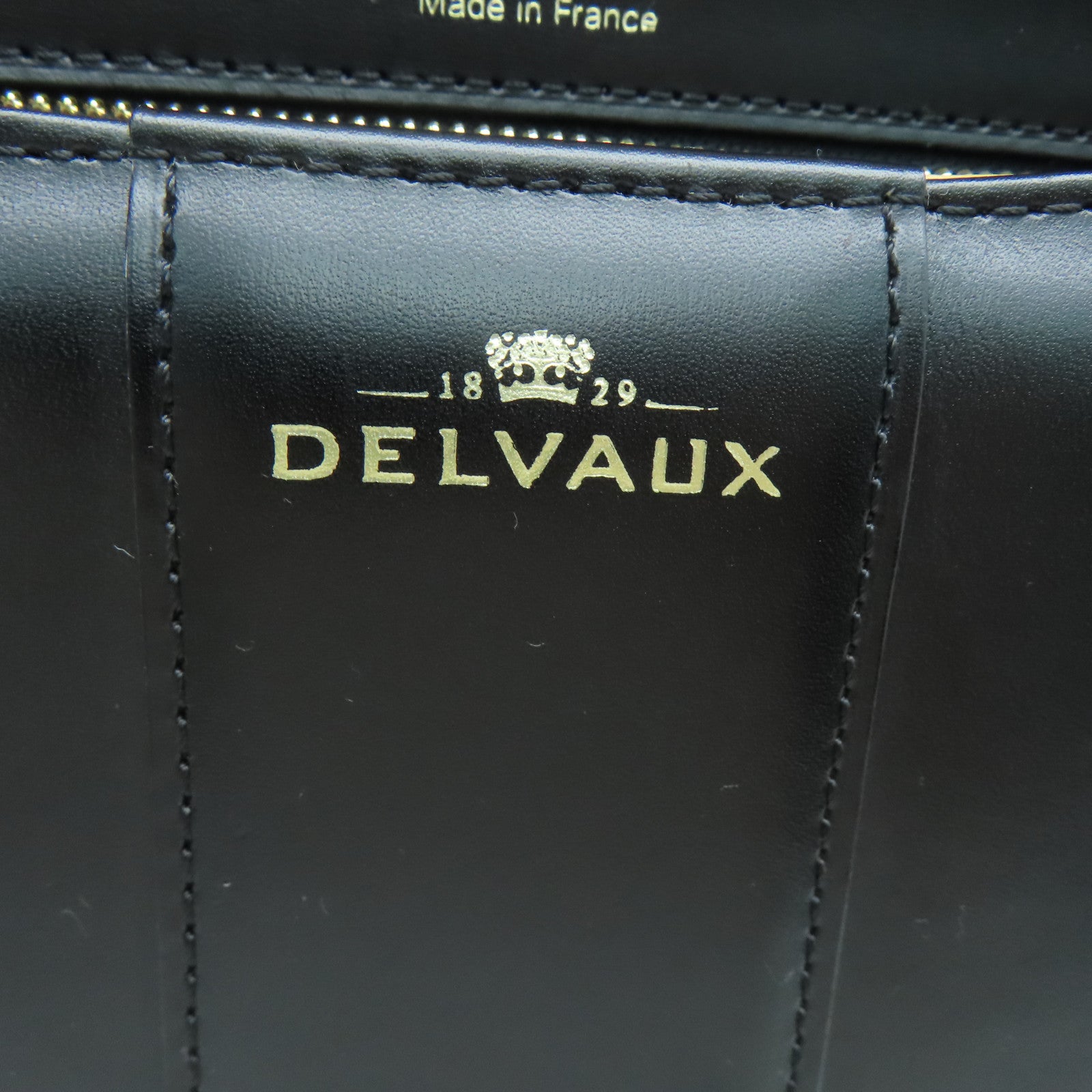 SELECTION Cowhide Leather Delvaux Brillant Gold Buckle Handle Shoulder Bag Black