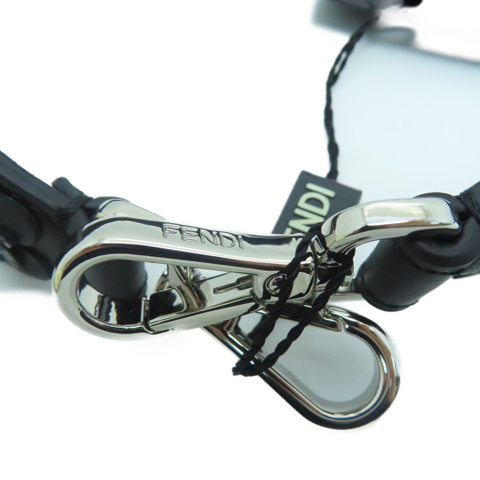 FENDI [sharp discount] cowhide leather Shoulder Strap silver buckle shoulder strap black