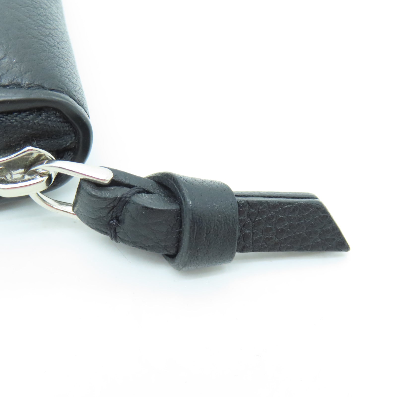LOUIS VUITTON Leather Lockme Coin Case Silver Buckle Wallet Black