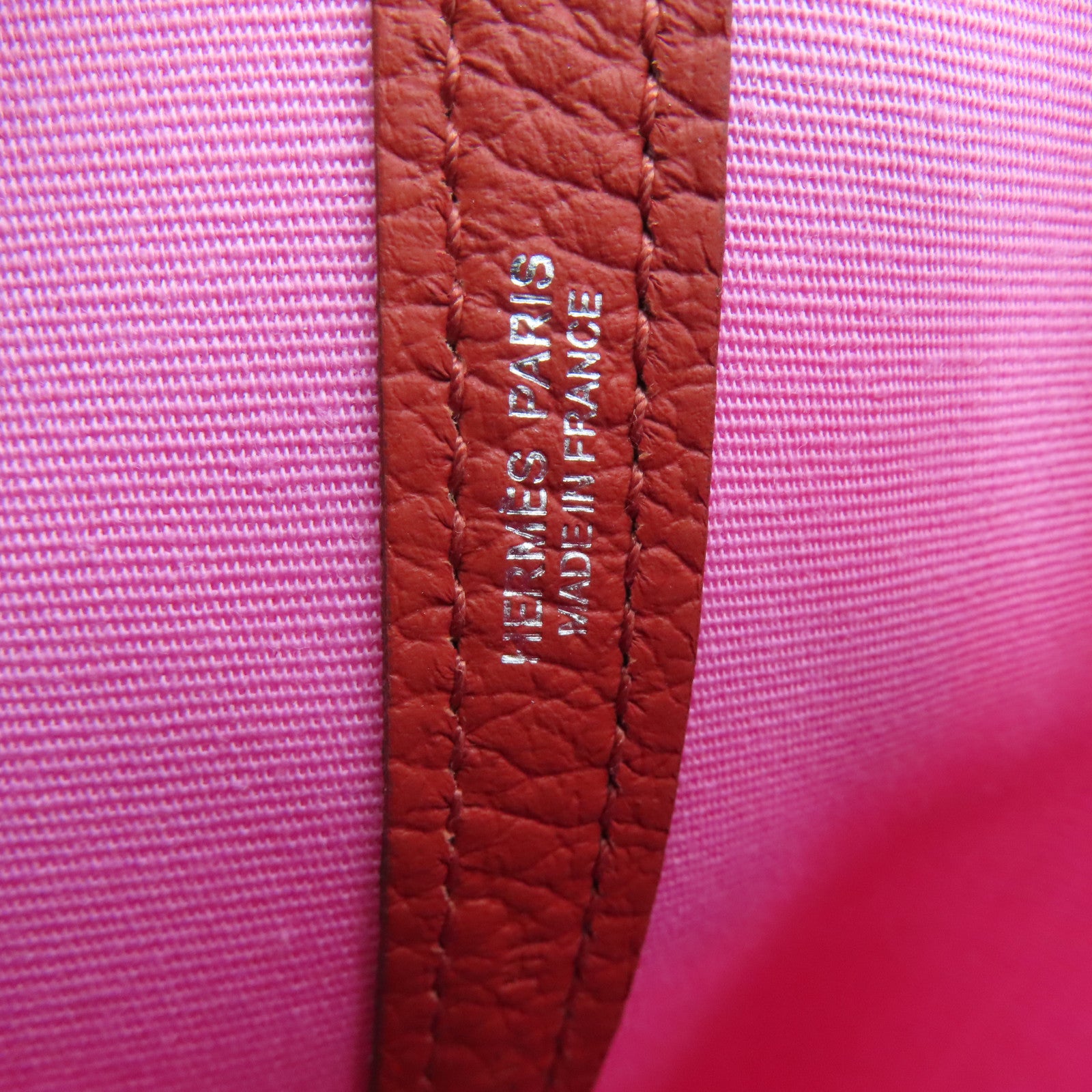 HERMES 帆布Garden File銀扣手挽袋Pink粉紅色