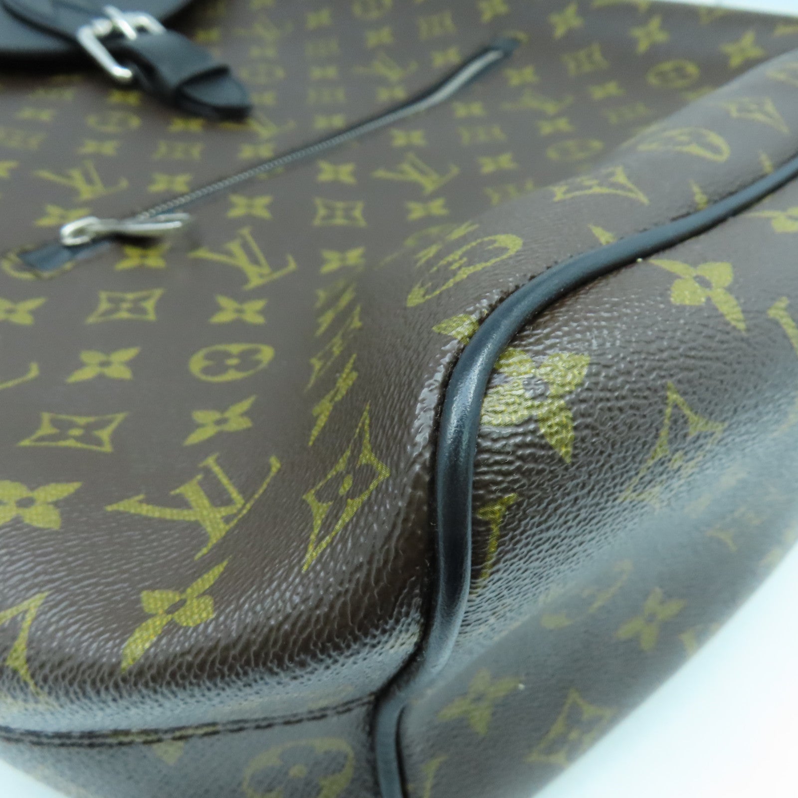 LOUIS VUITTON Monogram Macassar Palk Rucksack銀扣背包啡色/黑色