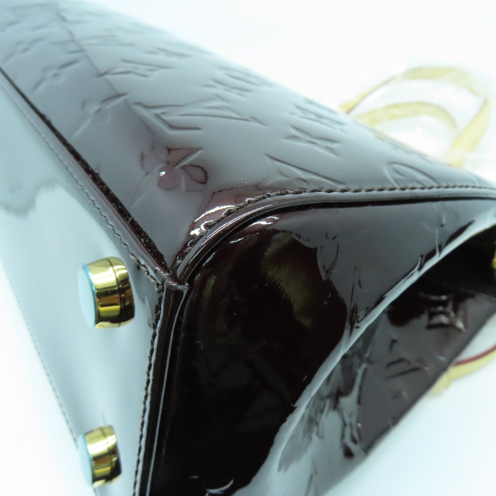 LOUIS VUITTON Monogram Vernis Brea MM金扣手挽肩背兩用袋酒紅色