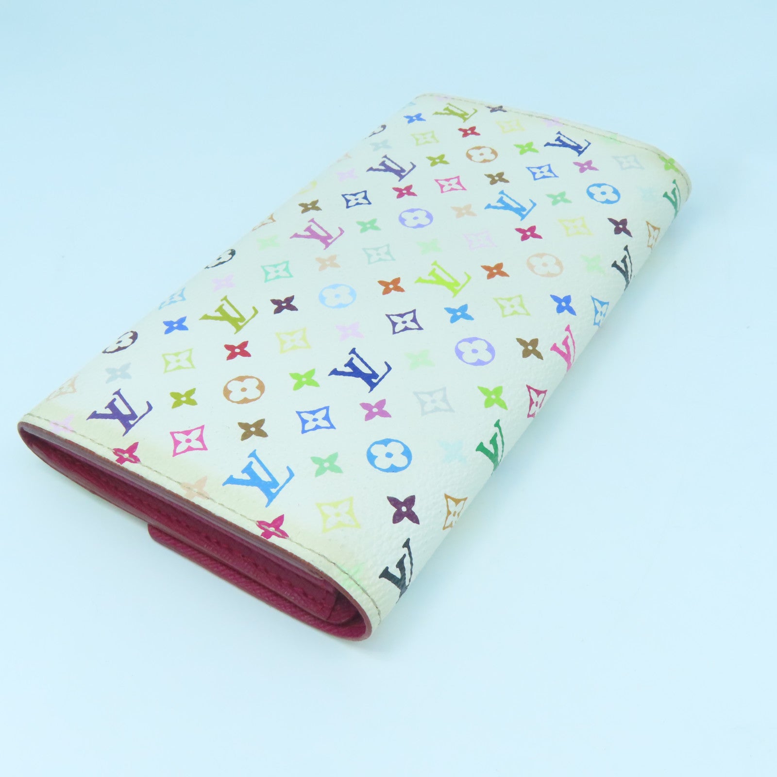 LOUIS VUITTON Monogram Multicolore Long Wallet gold buckle long wallet white / color