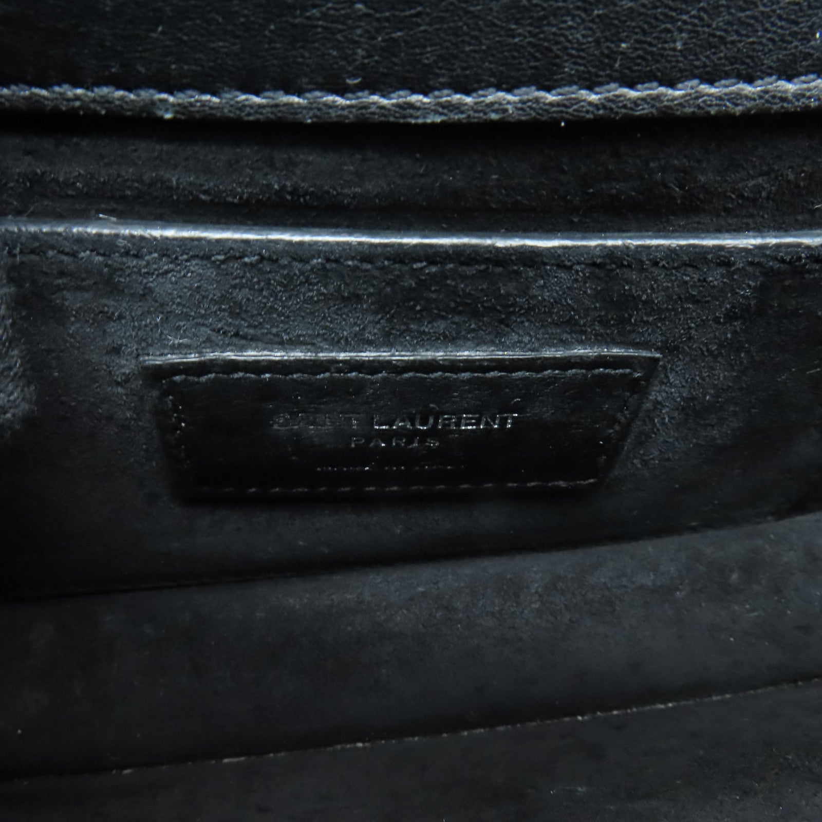 SAINT LAURENT 牛皮皮革Chain Shoulder Bag銀扣鏈帶肩背袋黑色