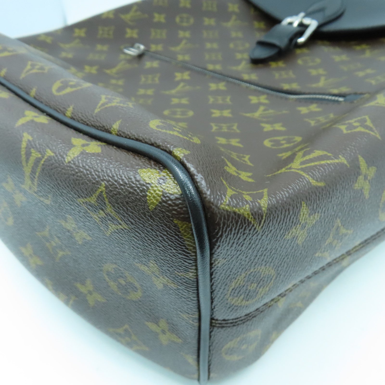 LOUIS VUITTON Monogram Macassar Palk Rucksack銀扣背包啡色/黑色