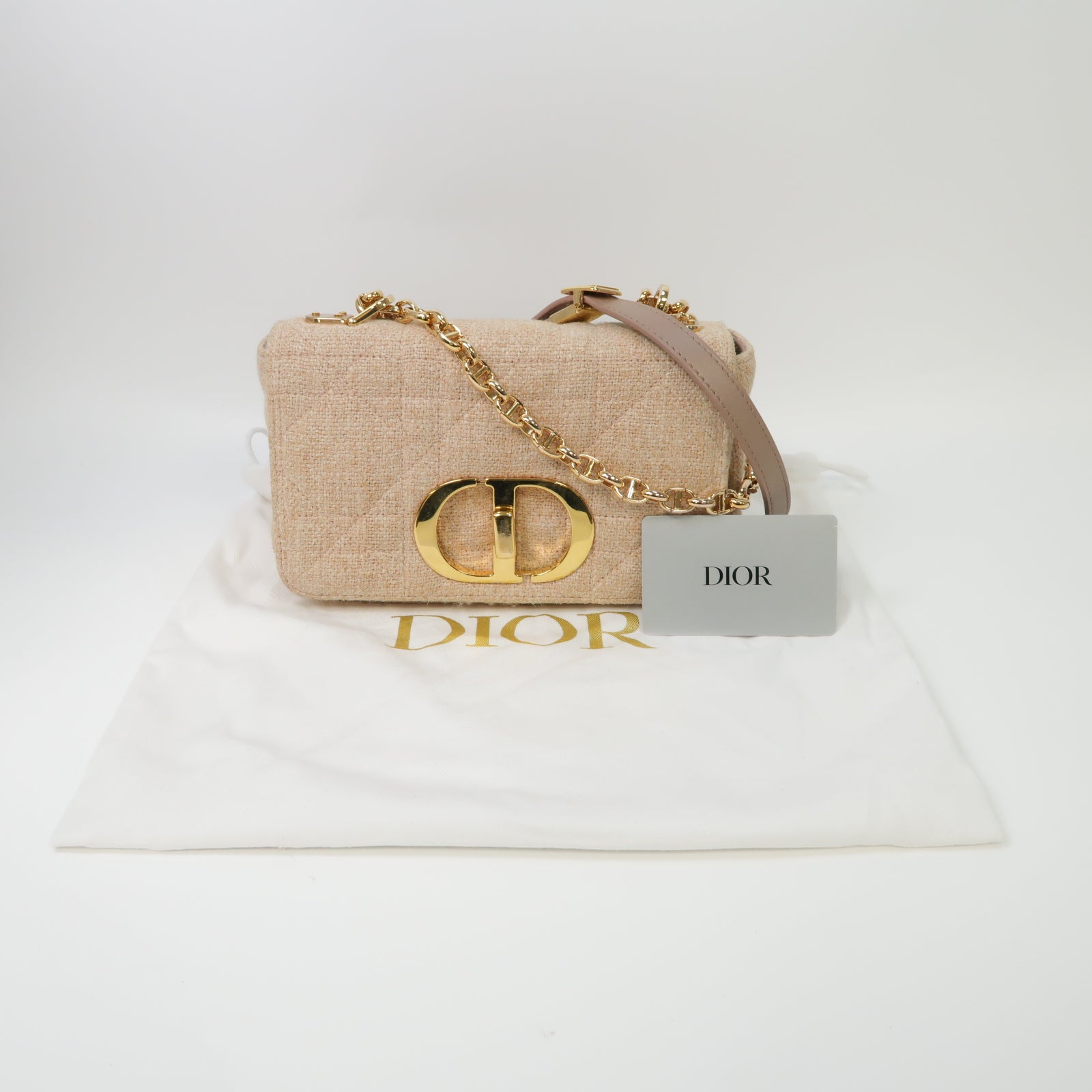 Dior 帆布Dior Caro金扣鏈帶肩背袋粉紅色