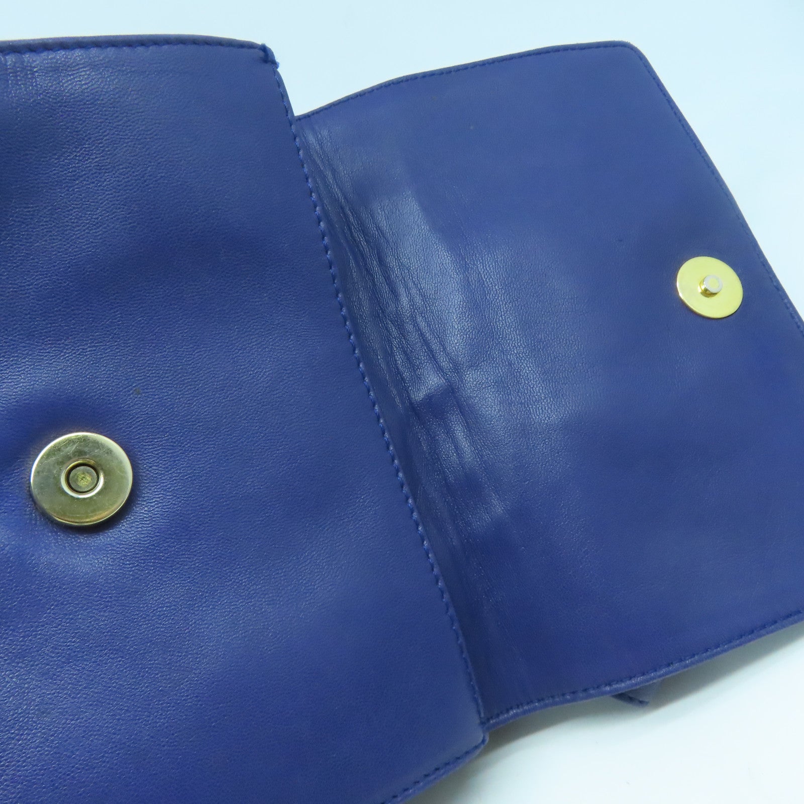 LOEWE 羊皮皮革Shoulder Bag金扣手挽肩背兩用袋藍色