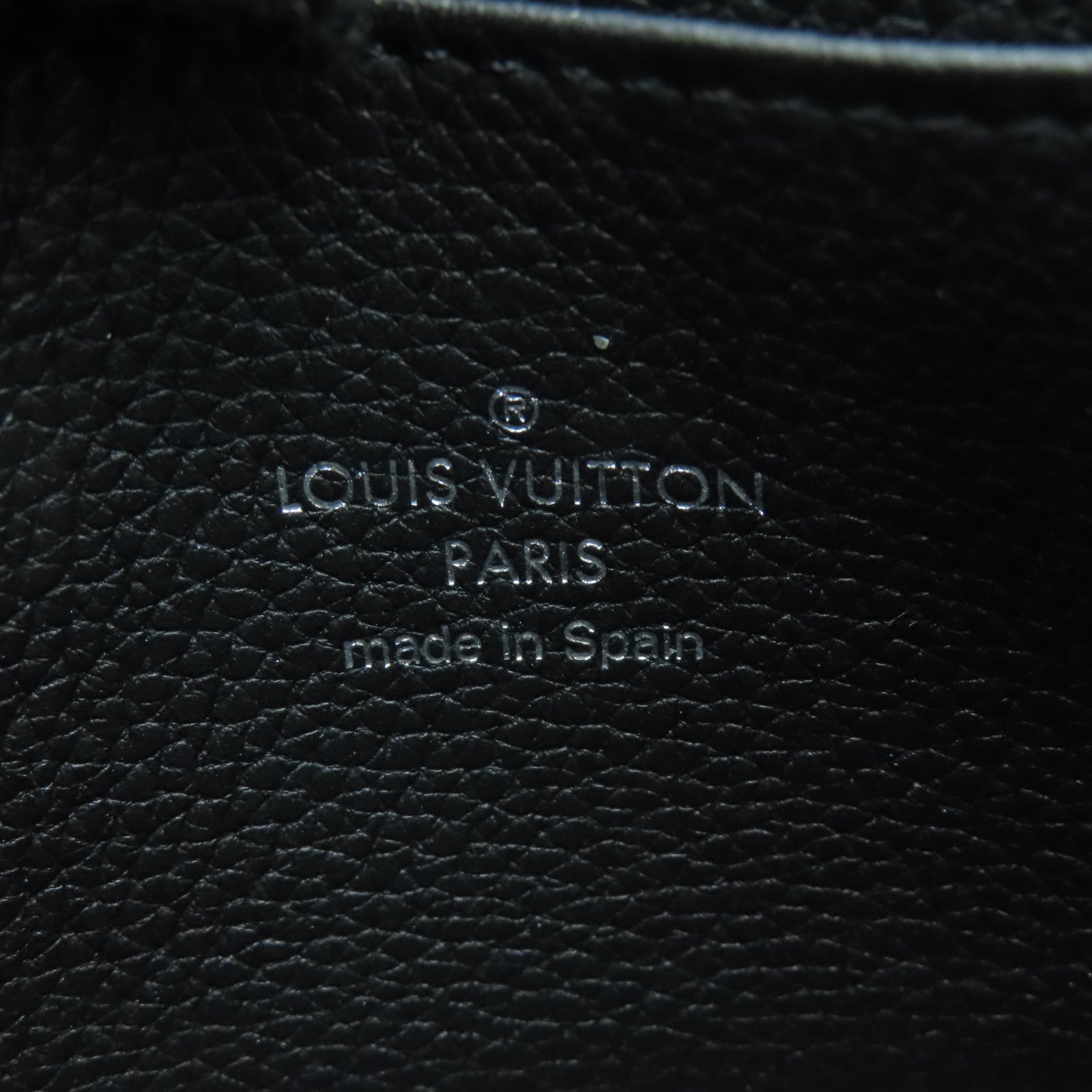 LOUIS VUITTON Leather Lockme Coin Case Silver Buckle Wallet Black