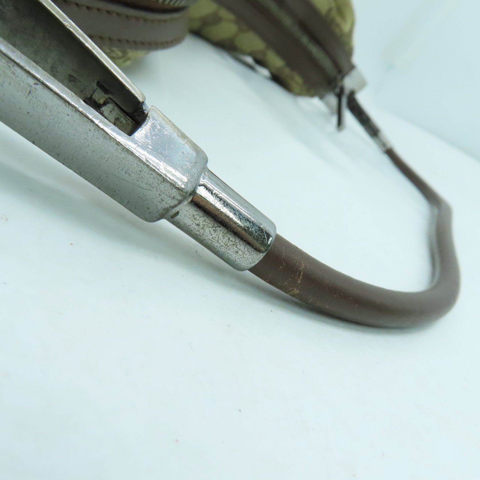 GUCCI 帆布Shoulder Bag銀扣手挽袋/肩背袋啡色
