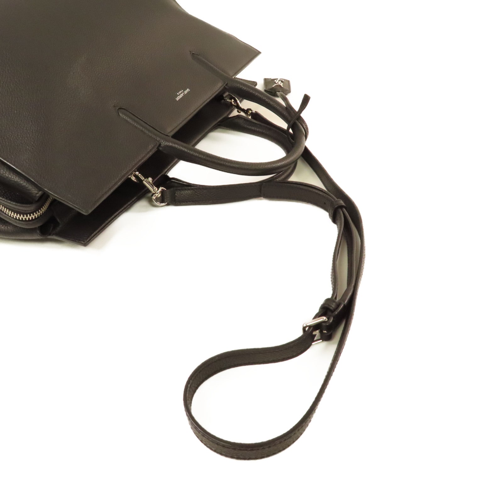 SAINT LAURENT 牛皮皮革Cabas Rive Gauche Bag手挽肩背兩用袋黑色