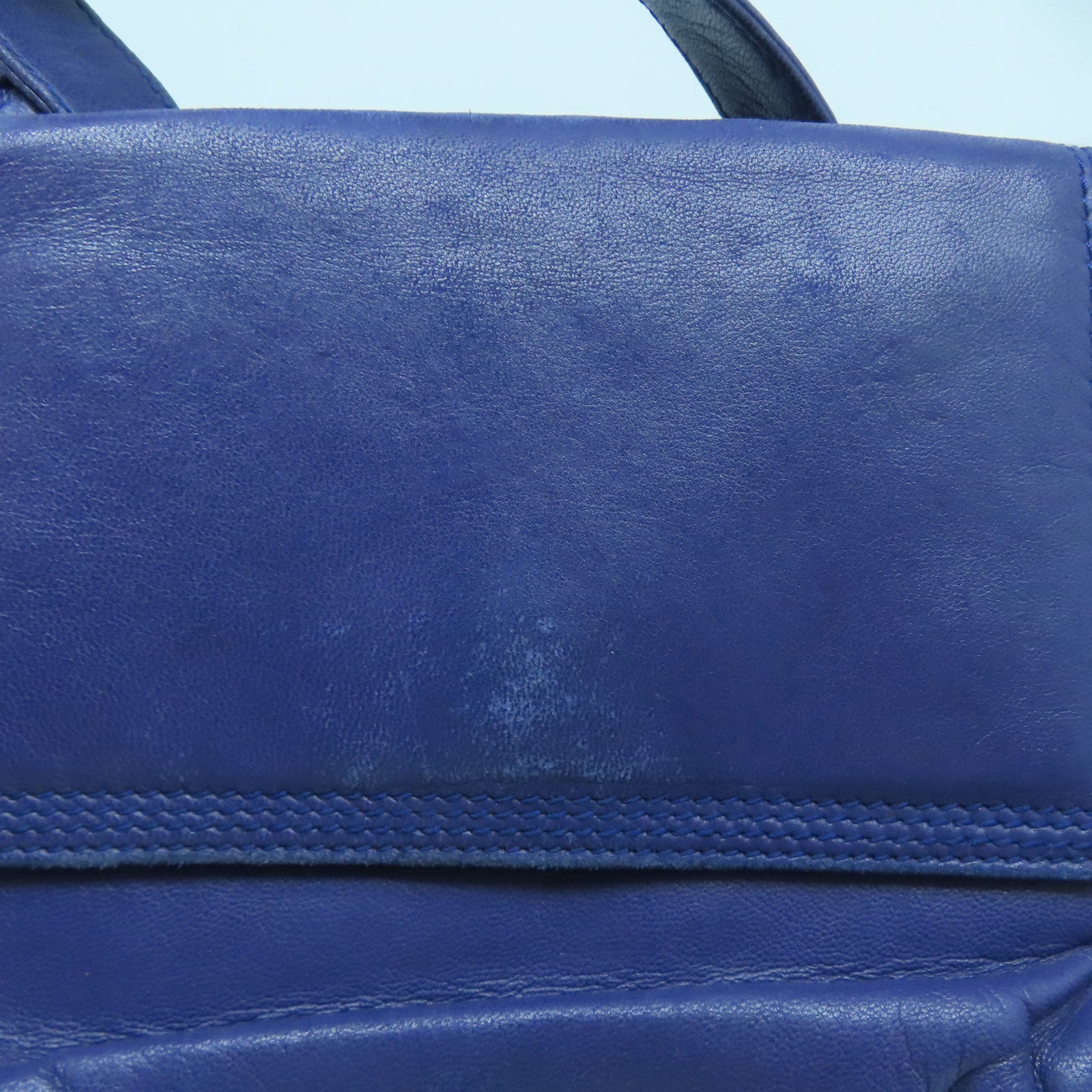 LOEWE 羊皮皮革Shoulder Bag金扣手挽肩背兩用袋藍色
