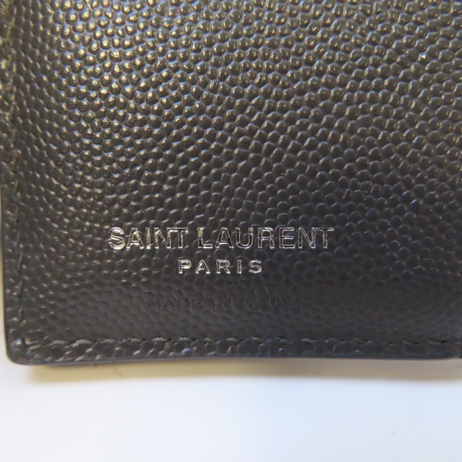 SAINT LAURENT 斜紋牛皮皮革Wallet銀扣錢包灰色