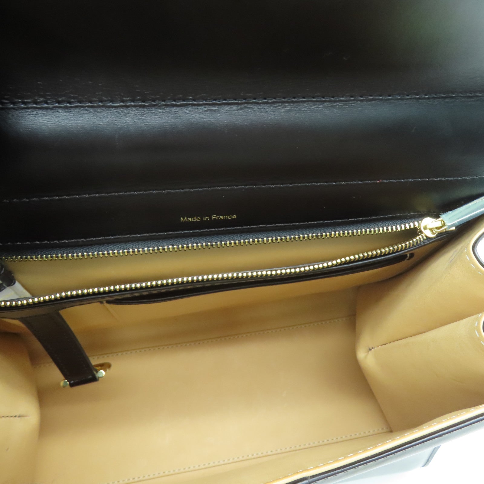 SELECTION Cowhide Leather Delvaux Brillant Gold Buckle Handle Shoulder Bag Black
