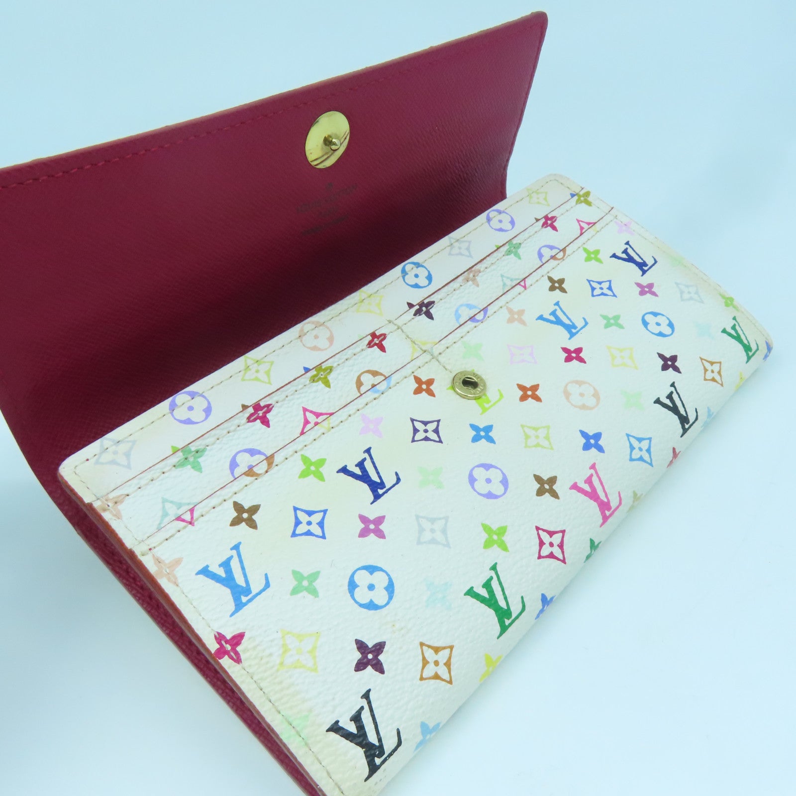 LOUIS VUITTON Monogram Multicolore Long Wallet gold buckle long wallet white / color