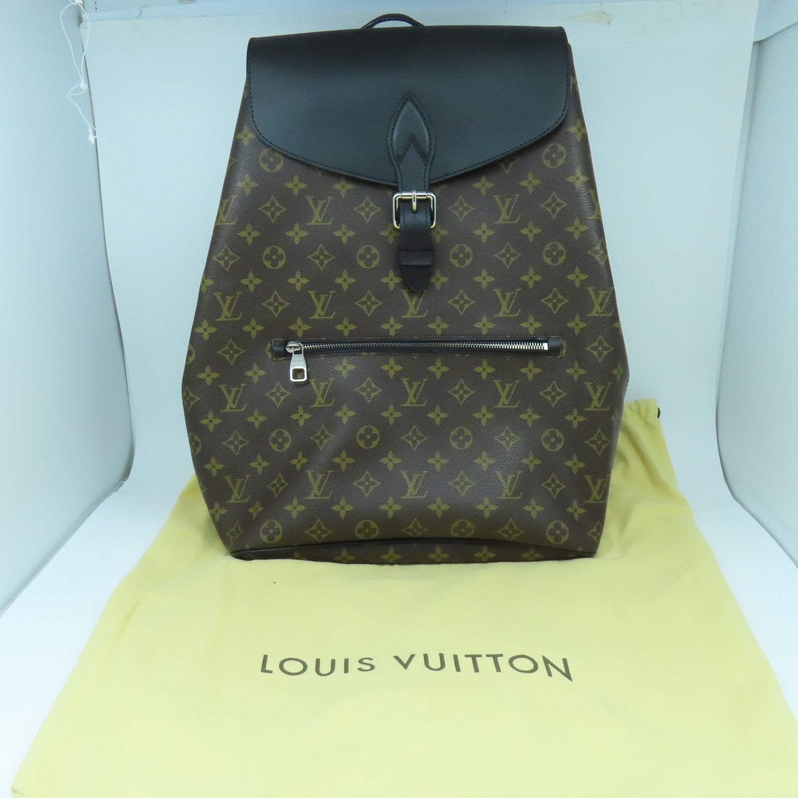 LOUIS VUITTON Monogram Macassar Palk Rucksack銀扣背包啡色/黑色