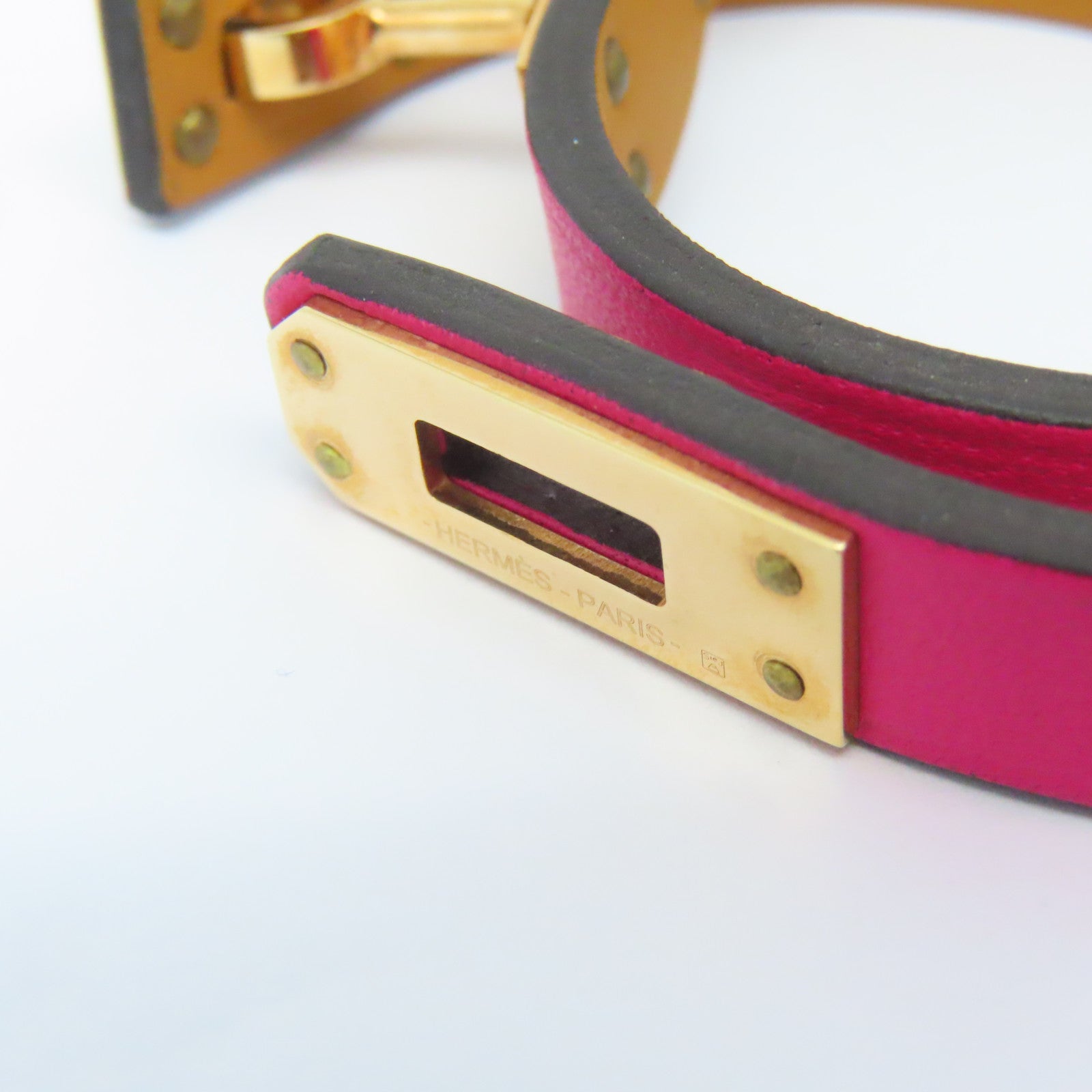 HERMES Swift皮革Kelly Double Tour bracelet Framboise粉红色