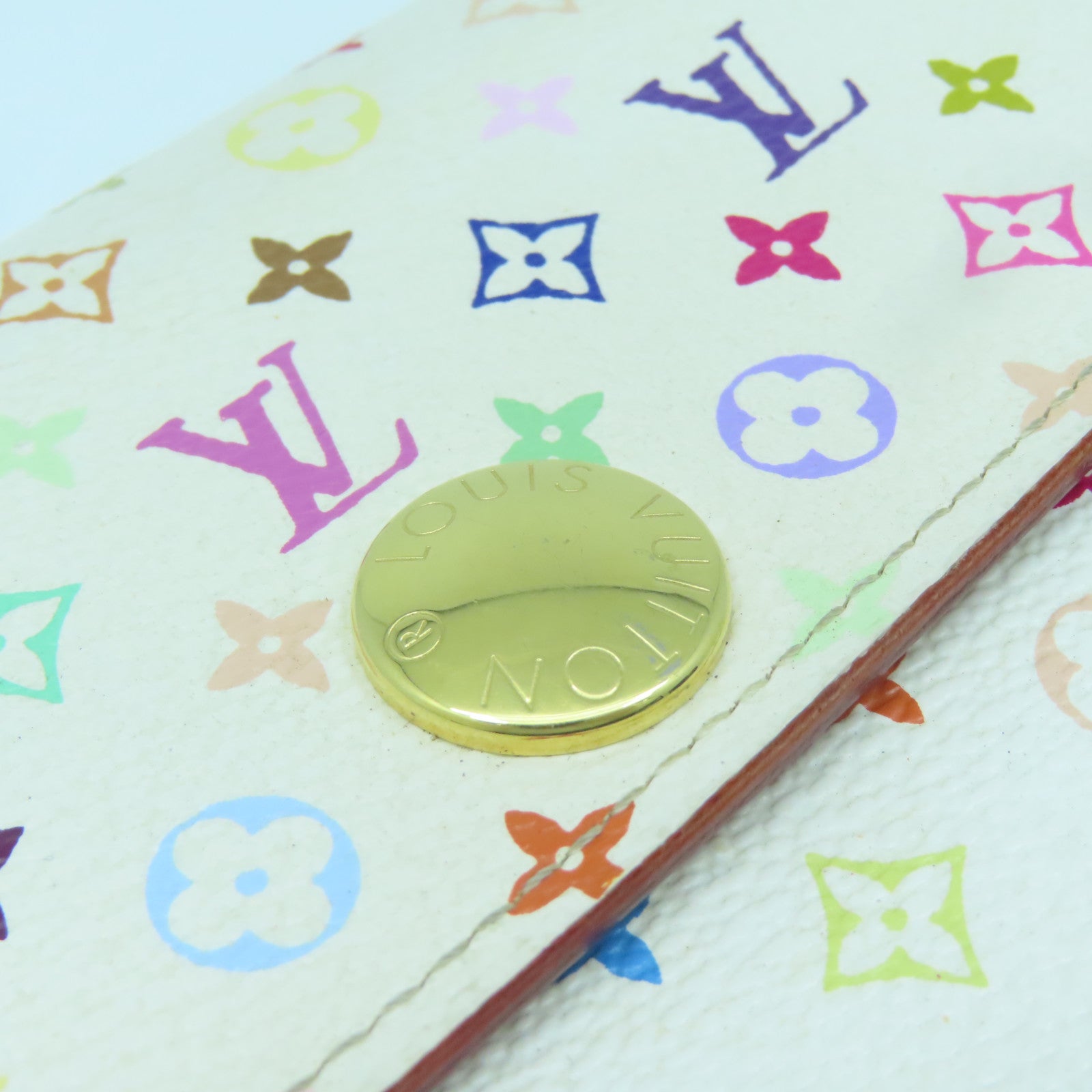 LOUIS VUITTON Monogram Multicolore Long Wallet gold buckle long wallet white / color