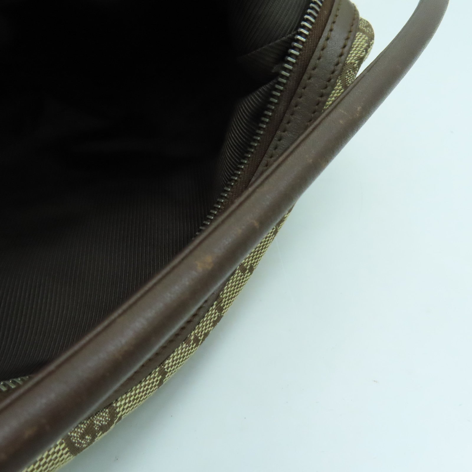 GUCCI 帆布Shoulder Bag銀扣手挽袋/肩背袋啡色