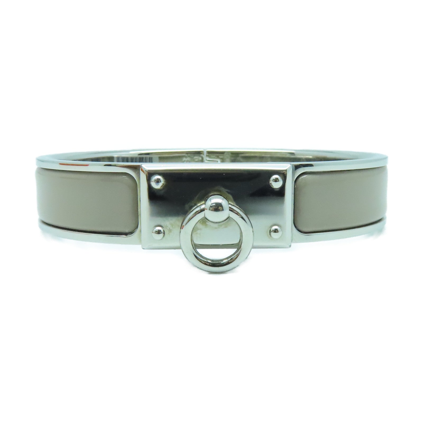 HERMES 金屬Clic Anneau Bracelet手鐲銀色/灰色