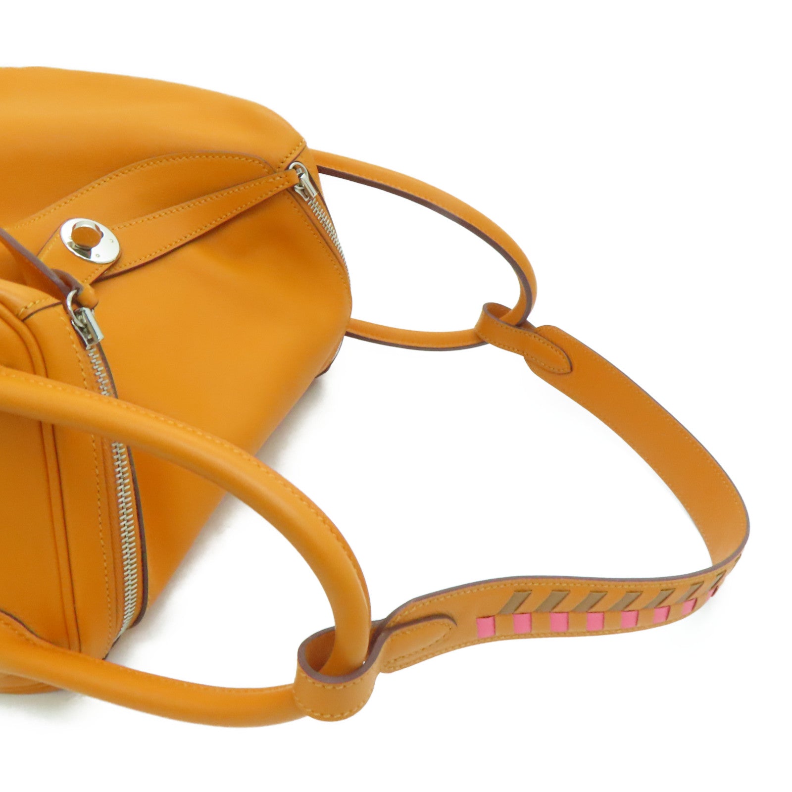 HERMES Swift皮革Lindy 30銀扣肩背袋Abricot橙色