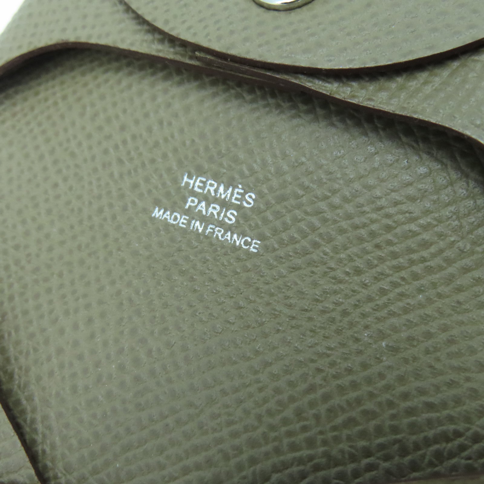 HERMES 【激減優惠】Veau Epsom皮革Bastia銀扣零錢包大象灰色