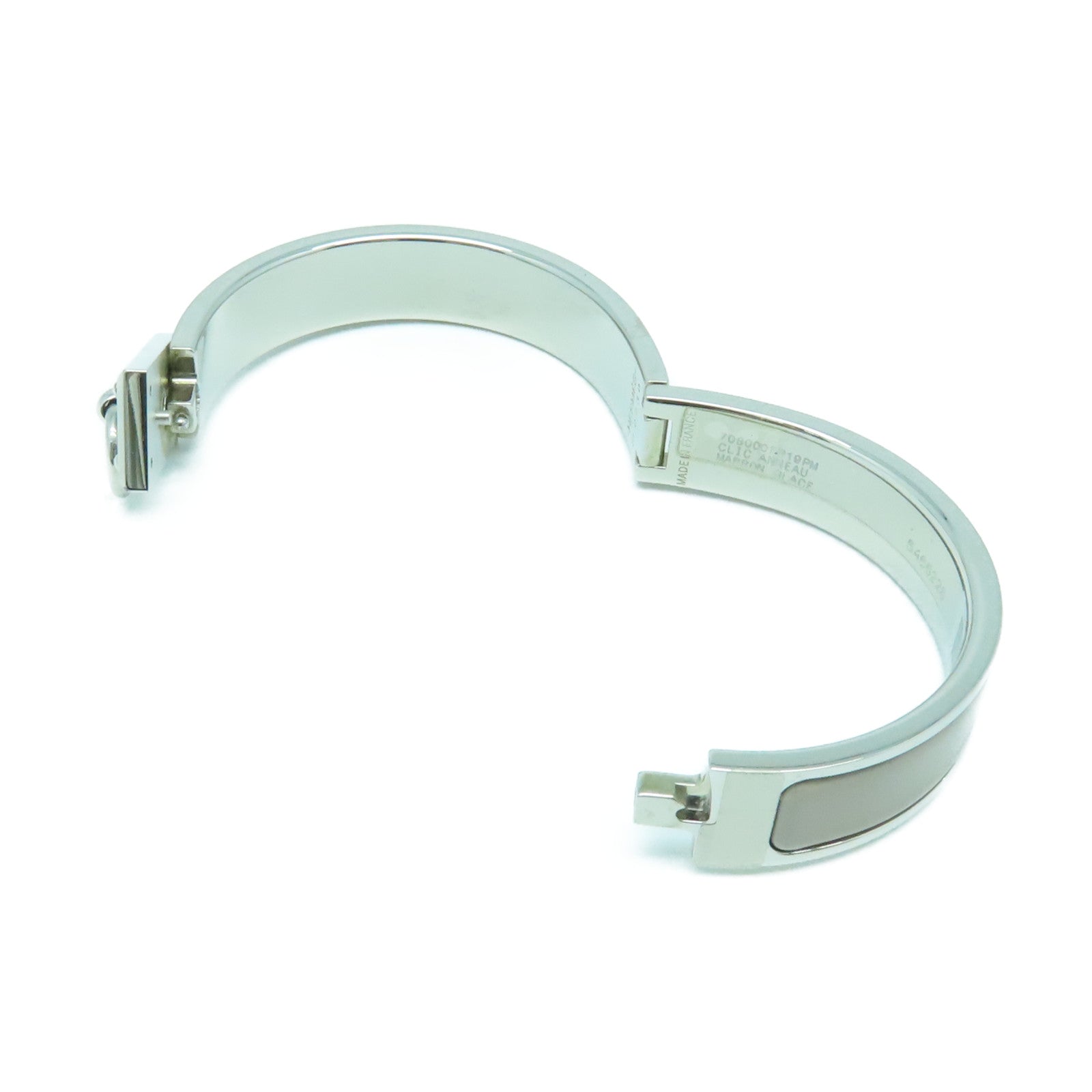 HERMES 金屬Clic Anneau Bracelet手鐲銀色/灰色