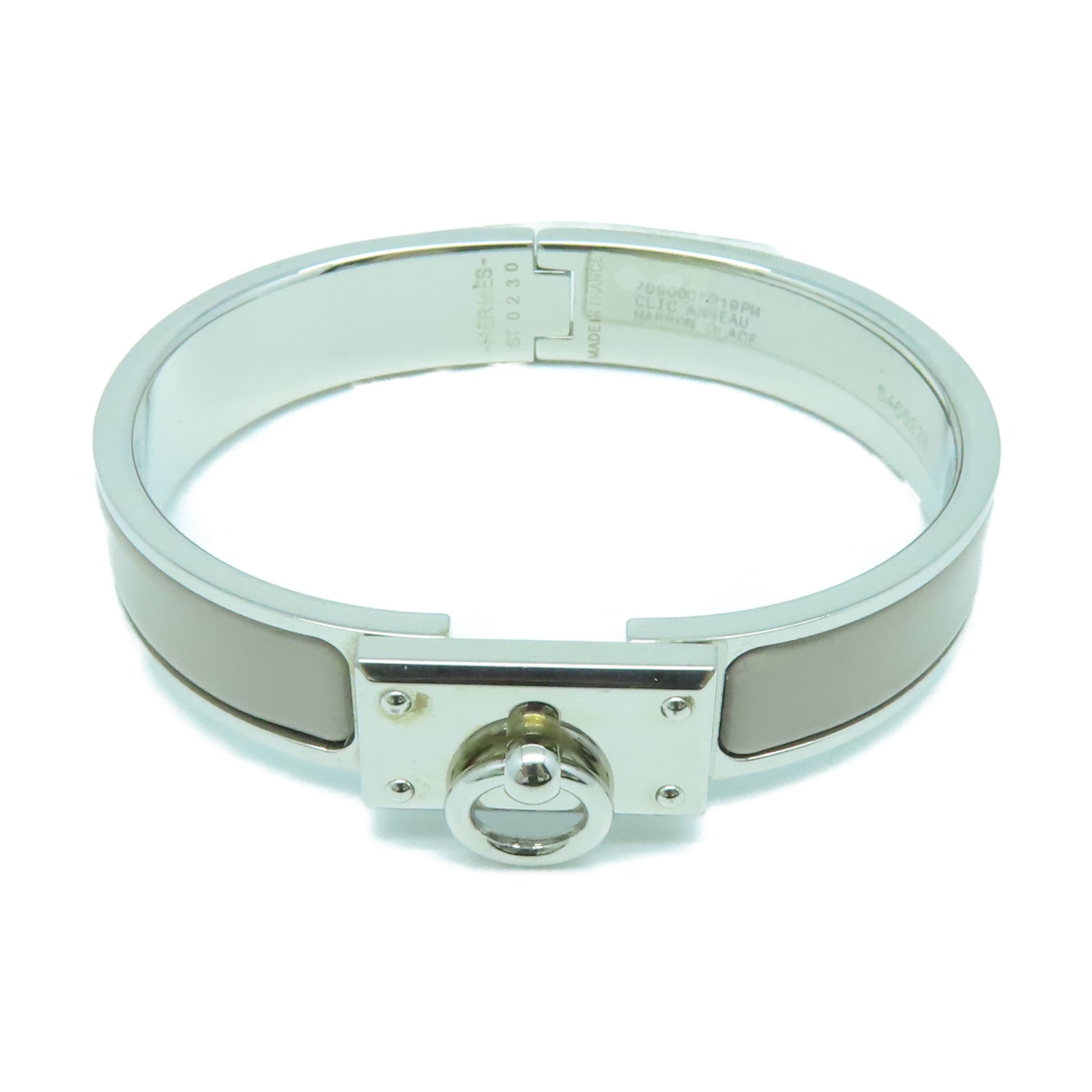 HERMES 金屬Clic Anneau Bracelet手鐲銀色/灰色