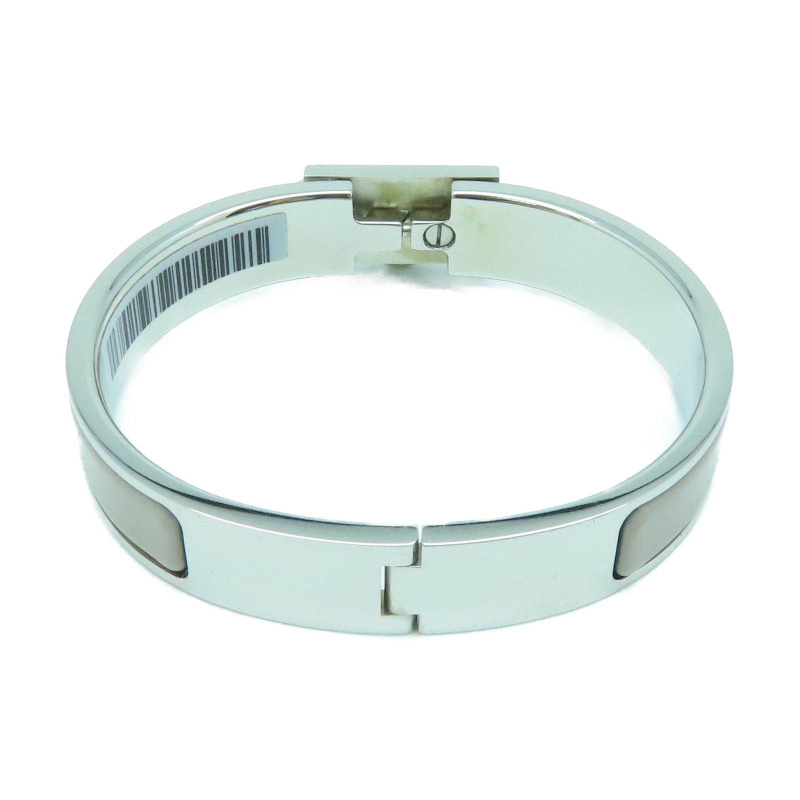 HERMES 金屬Clic Anneau Bracelet手鐲銀色/灰色