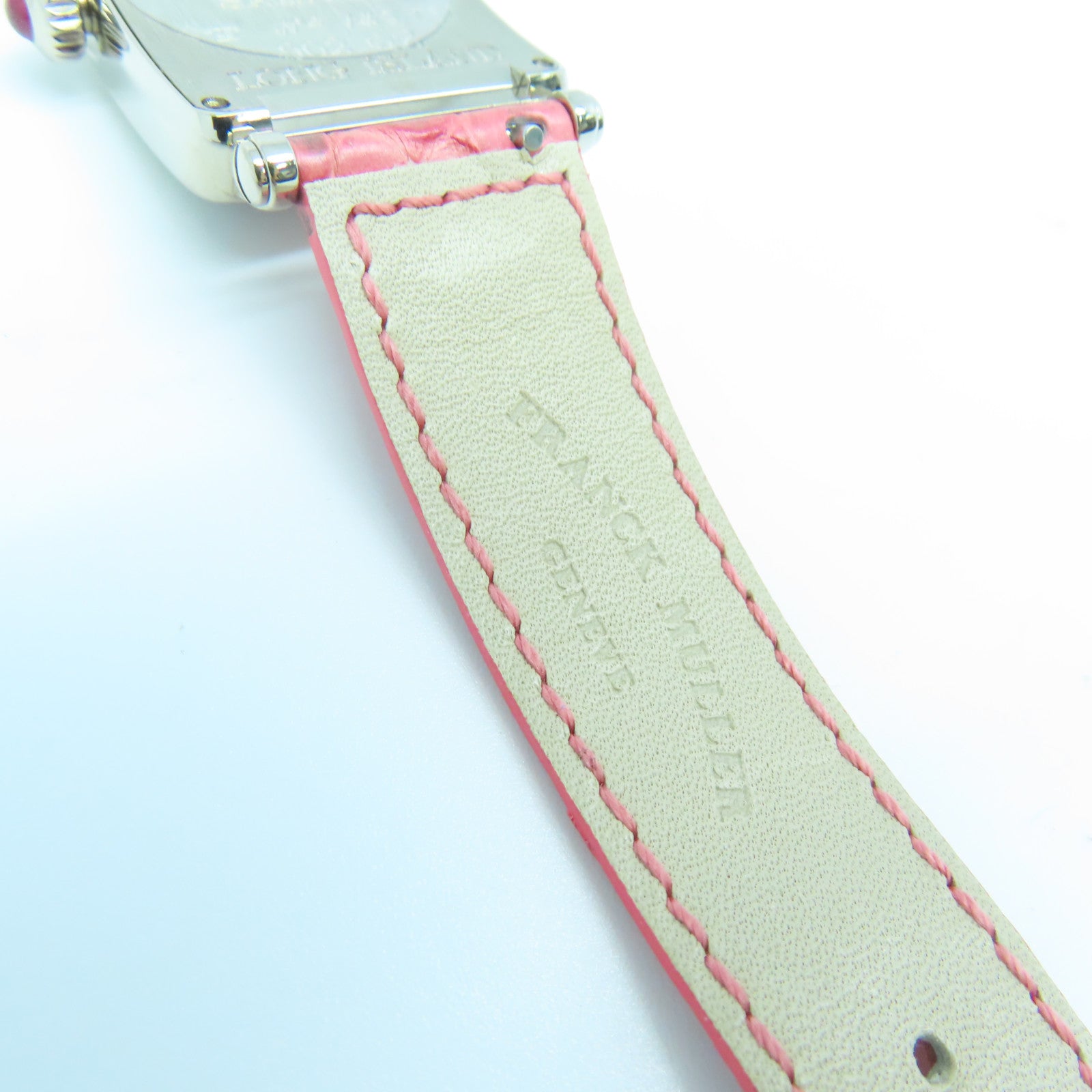FRANCK MULLER Long Island Sakura 18K白金/皮革手錶石英機芯銀色/粉紅色
