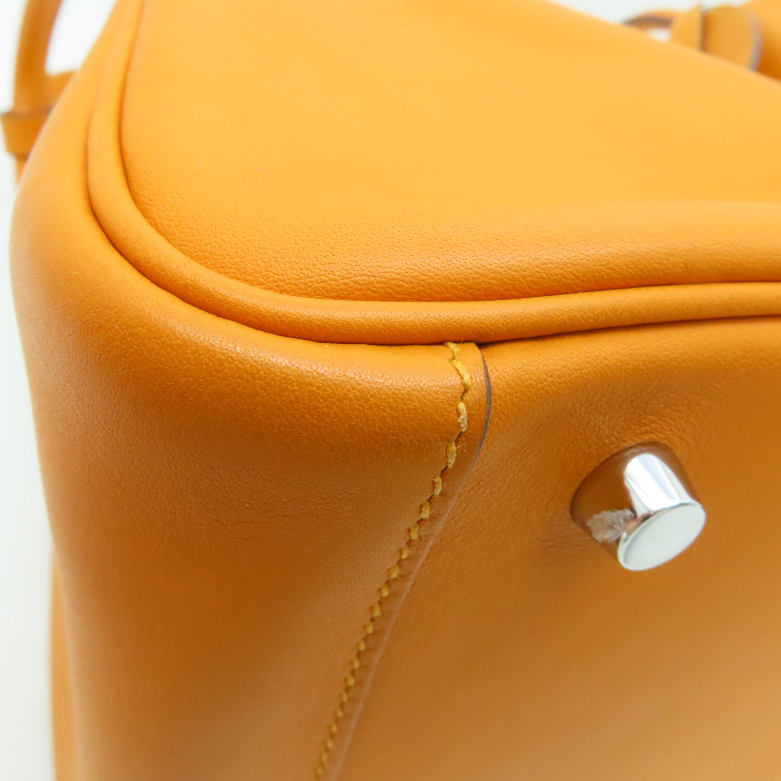 HERMES Swift皮革Lindy 30銀扣肩背袋Abricot橙色