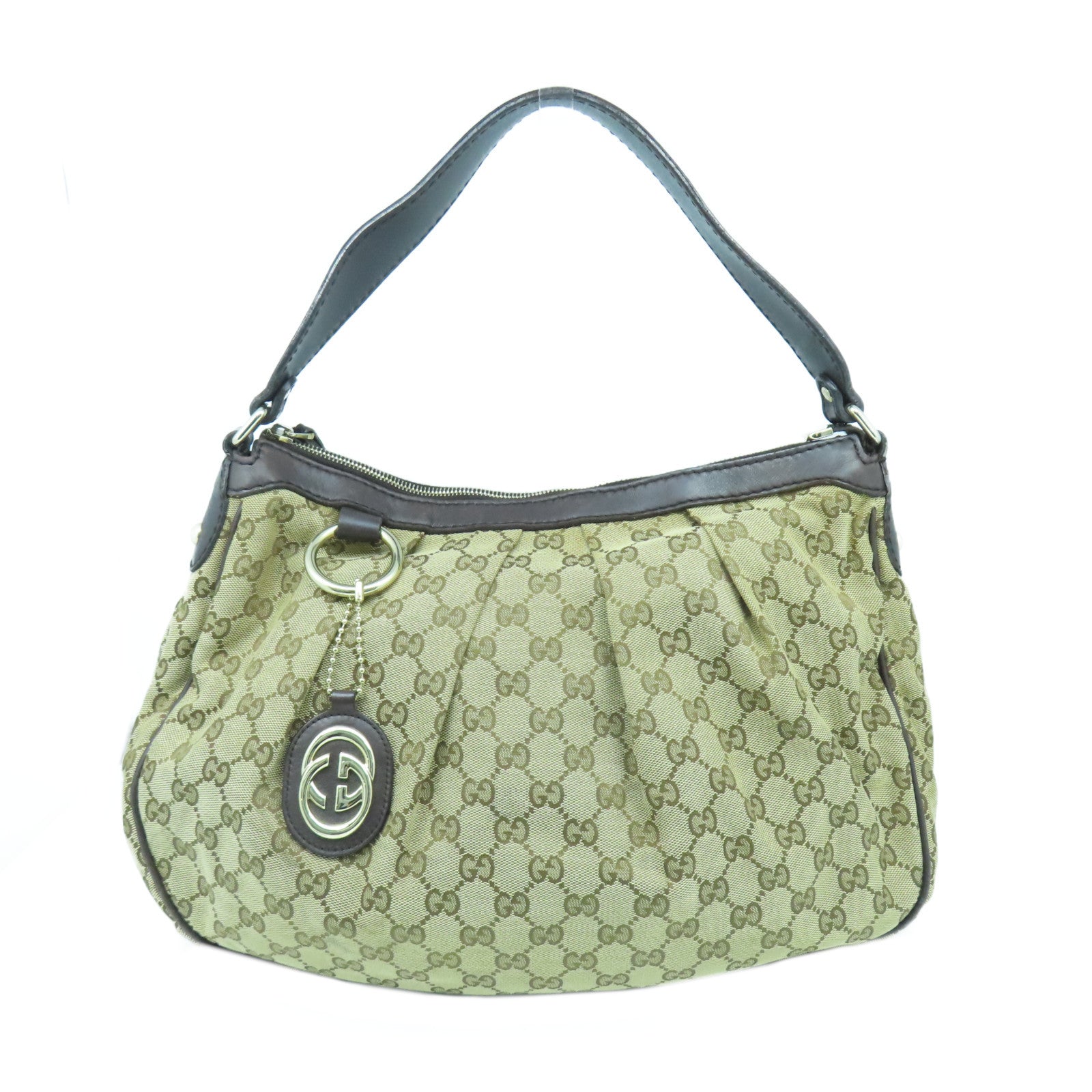 GUCCI 帆布Shoulder Bag金扣肩背袋啡色