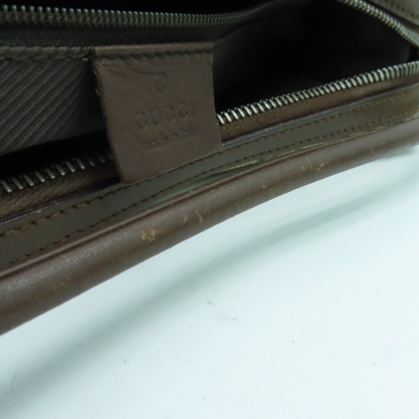GUCCI 帆布Shoulder Bag銀扣手挽袋/肩背袋啡色