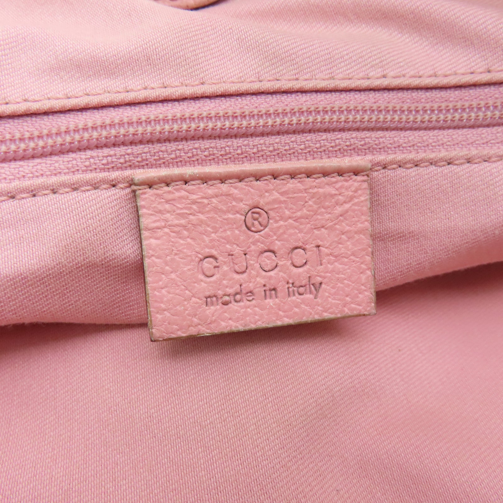 GUCCI Canvas Shoulder Bag Brown/Pink with Gold Buckle