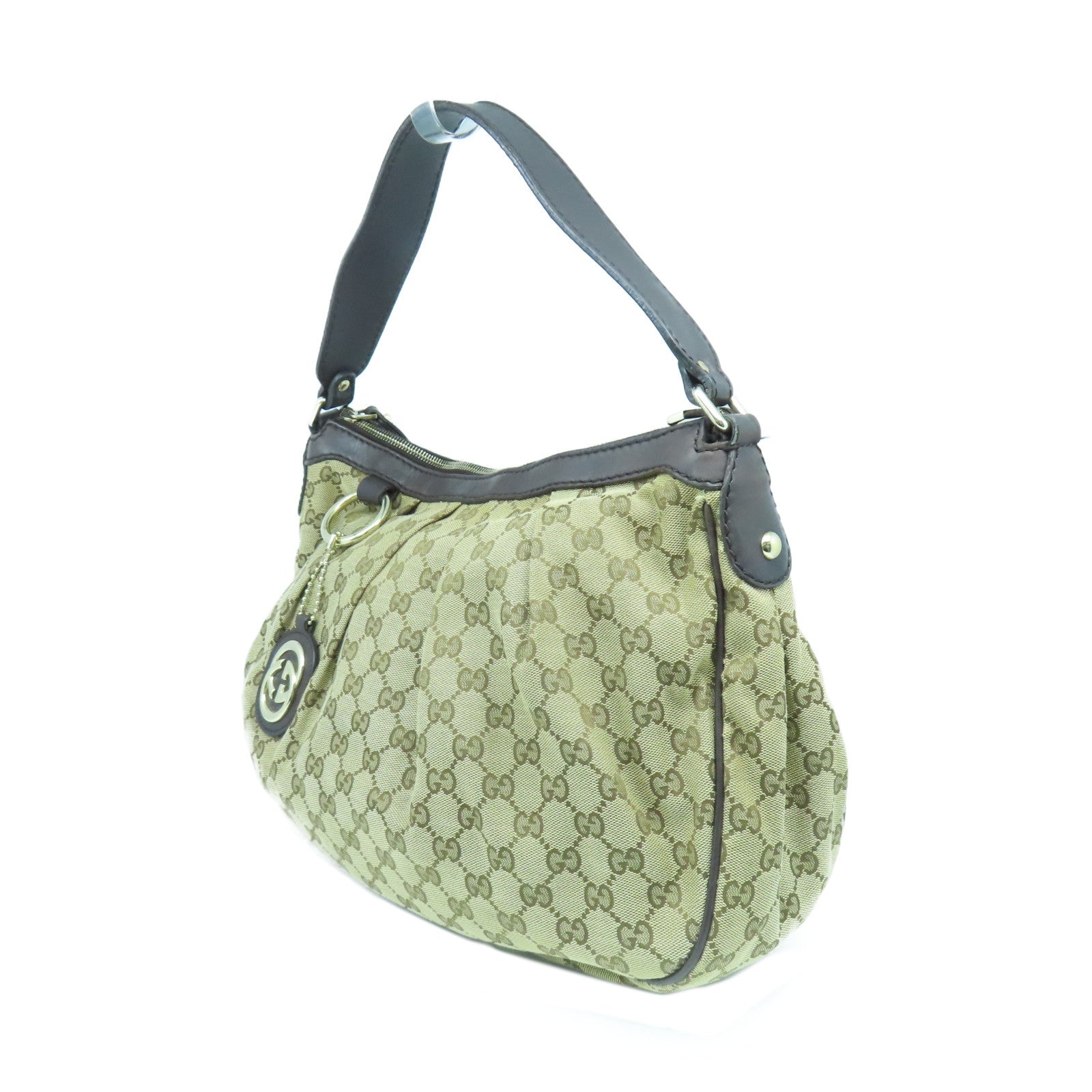 GUCCI 帆布Shoulder Bag金扣肩背袋啡色