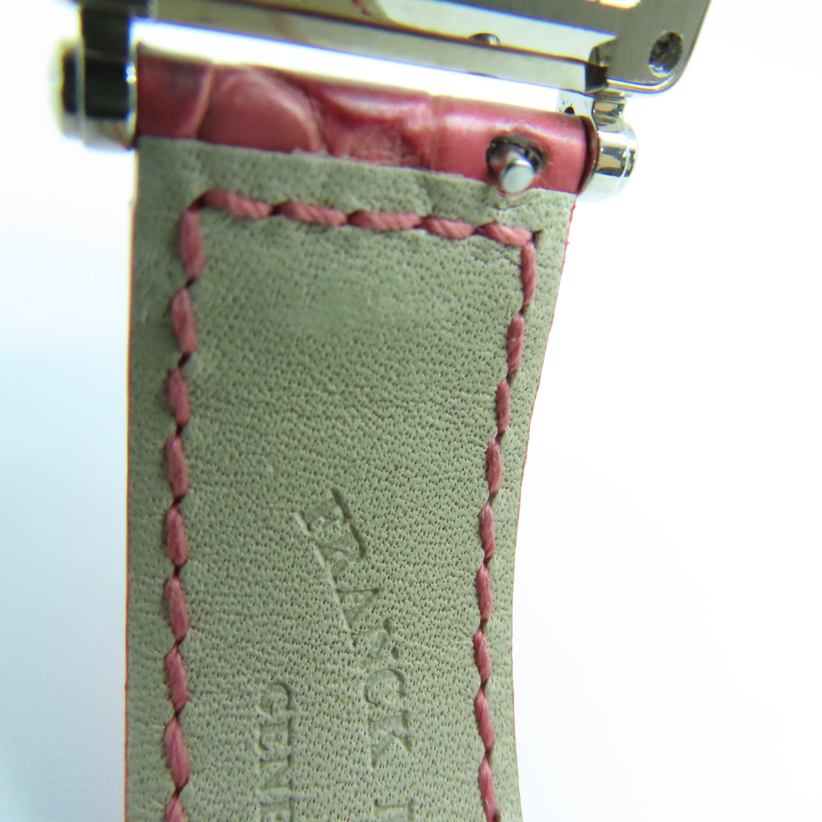 FRANCK MULLER Long Island Sakura 18K白金/皮革手錶石英機芯銀色/粉紅色