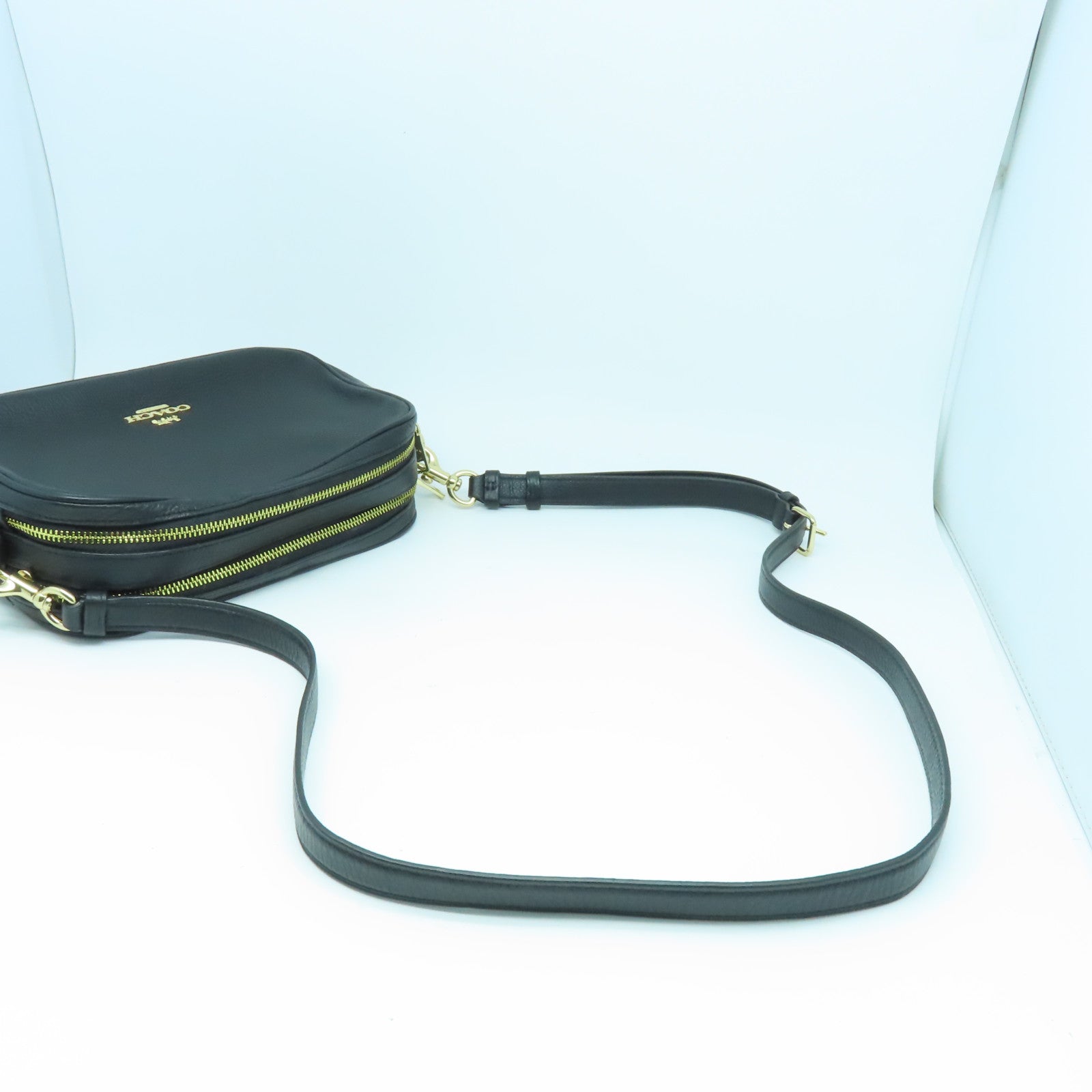 COACH 牛皮皮革Shoulder Bag金扣肩背袋黑色