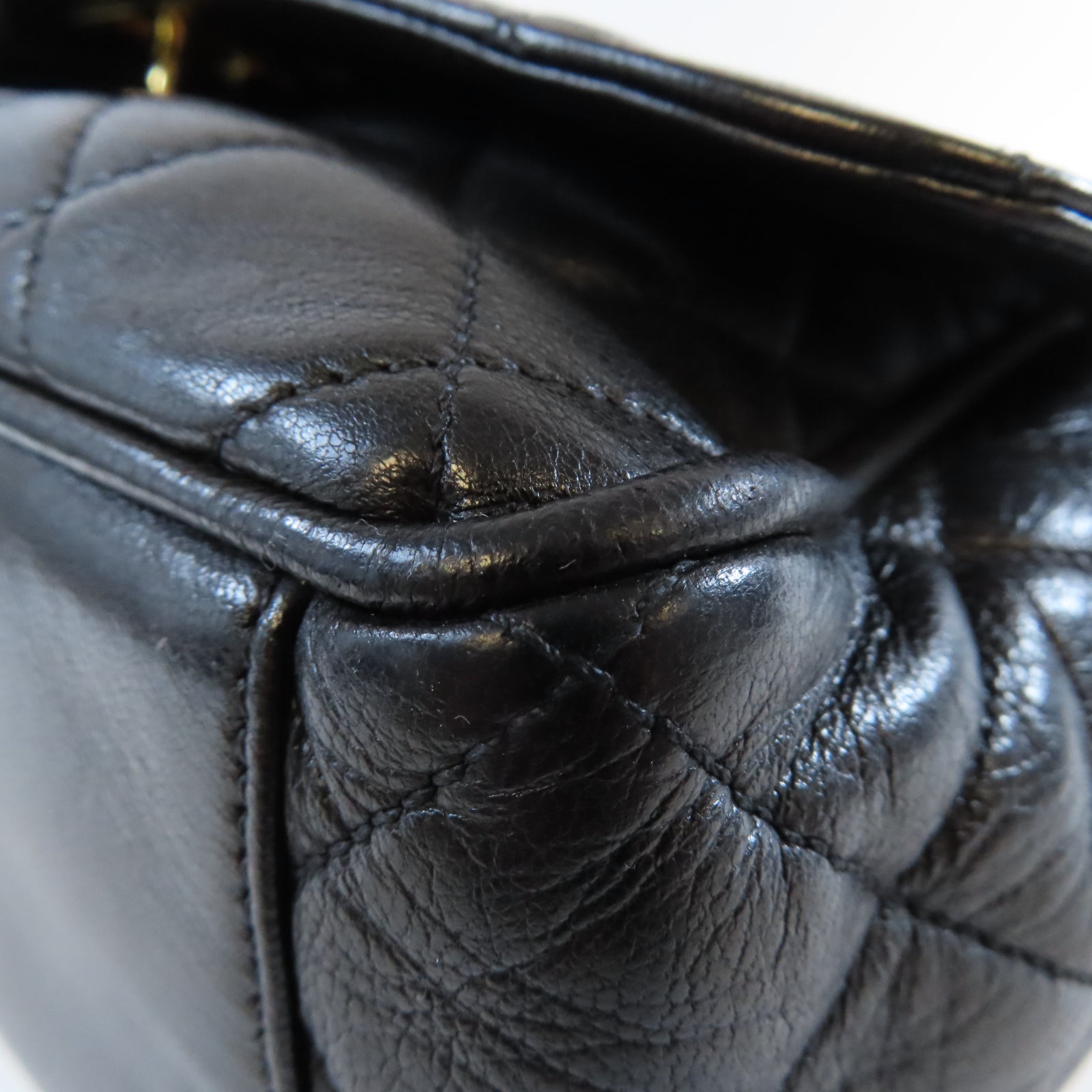 CHANEL 菱格羊皮皮革Vintage Backpack金扣背包黑色