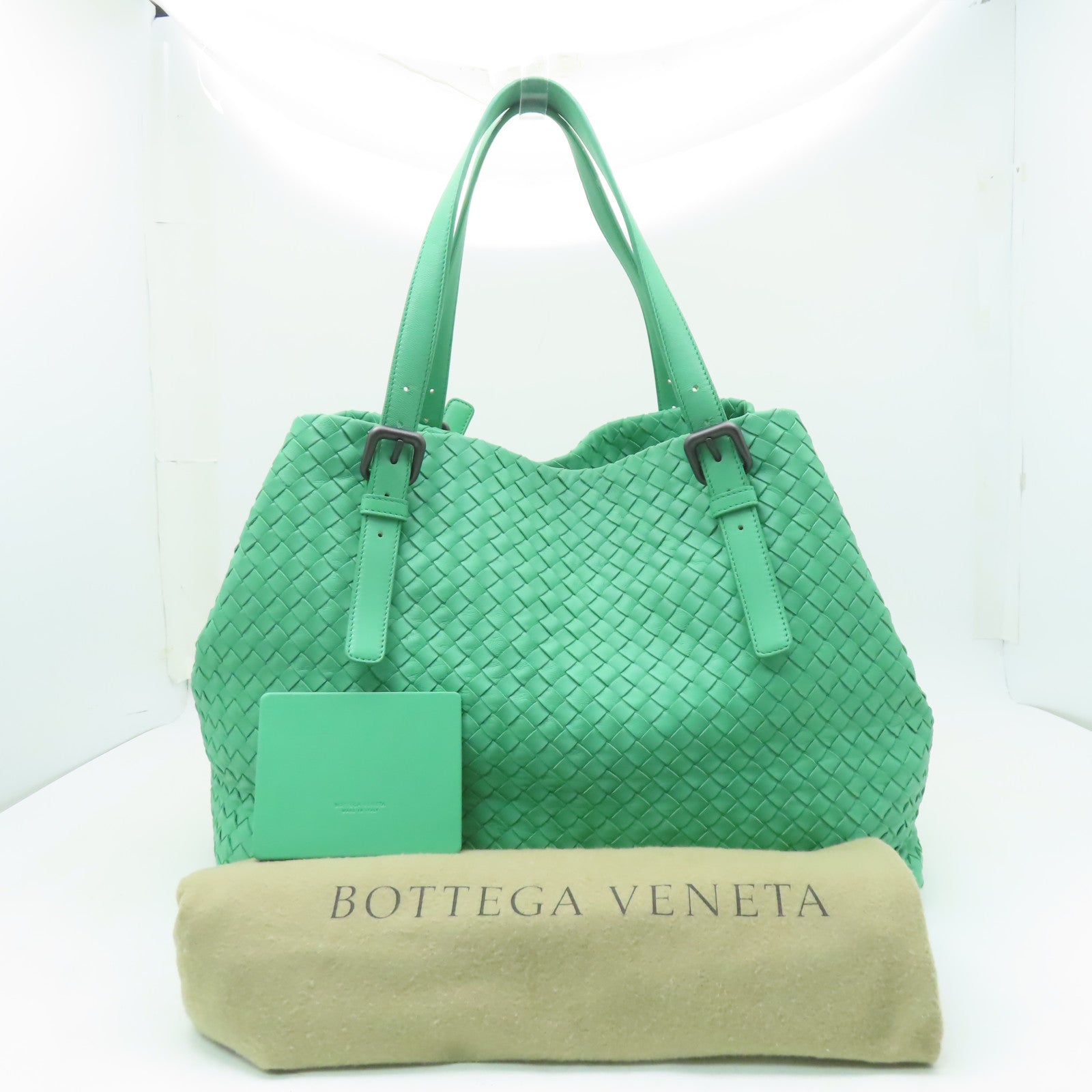 BOTTEGA VENETA 羊皮皮革Shoulder Bag黑扣肩背袋綠色