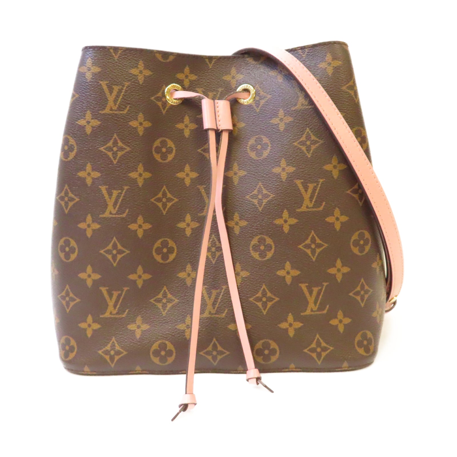 LOUIS VUITTON Monogram Noe金扣肩背袋啡色/粉紅色