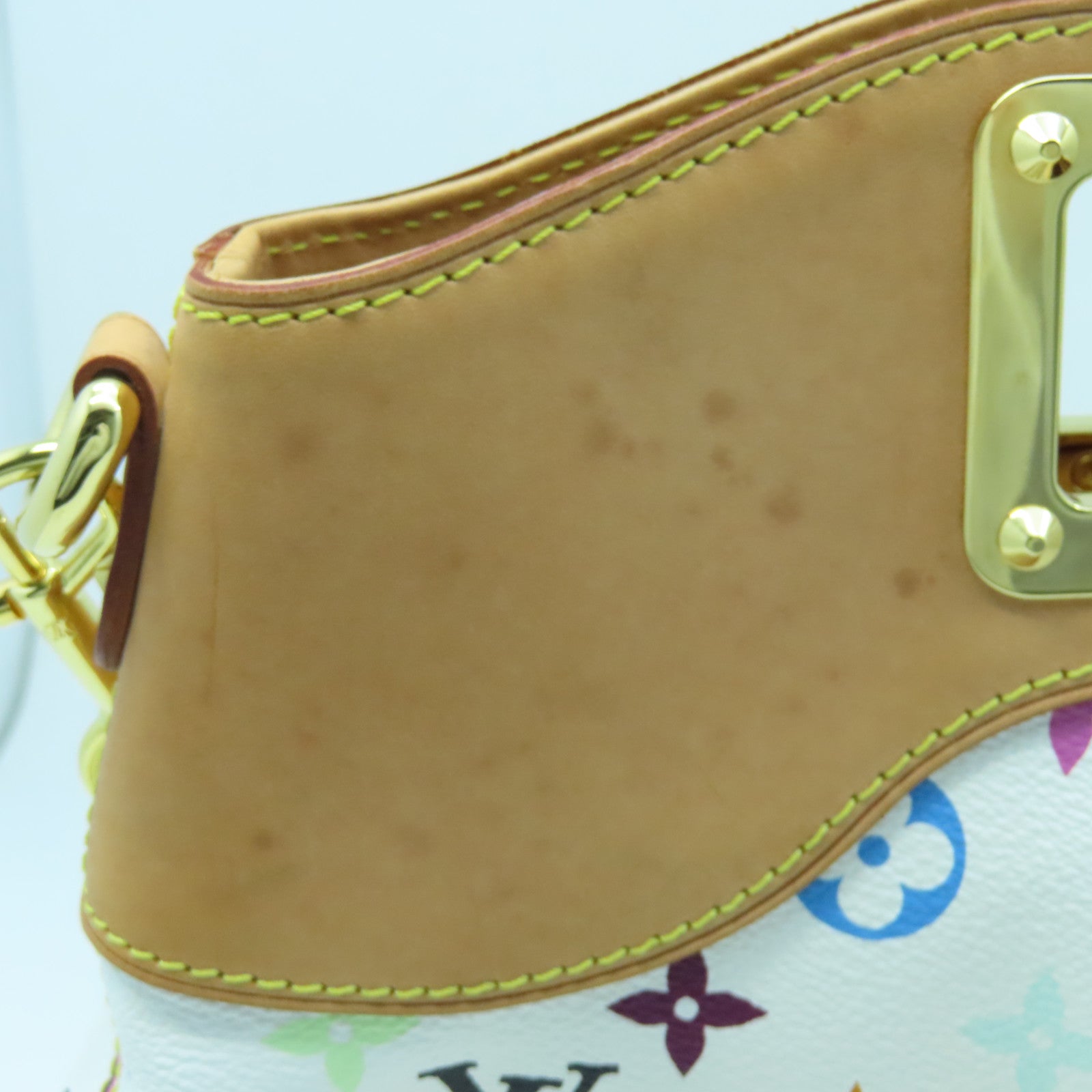 LOUIS VUITTON Monogram Multicolore Judy MM Gold Buckle Handle Shoulder Bag White/Brown