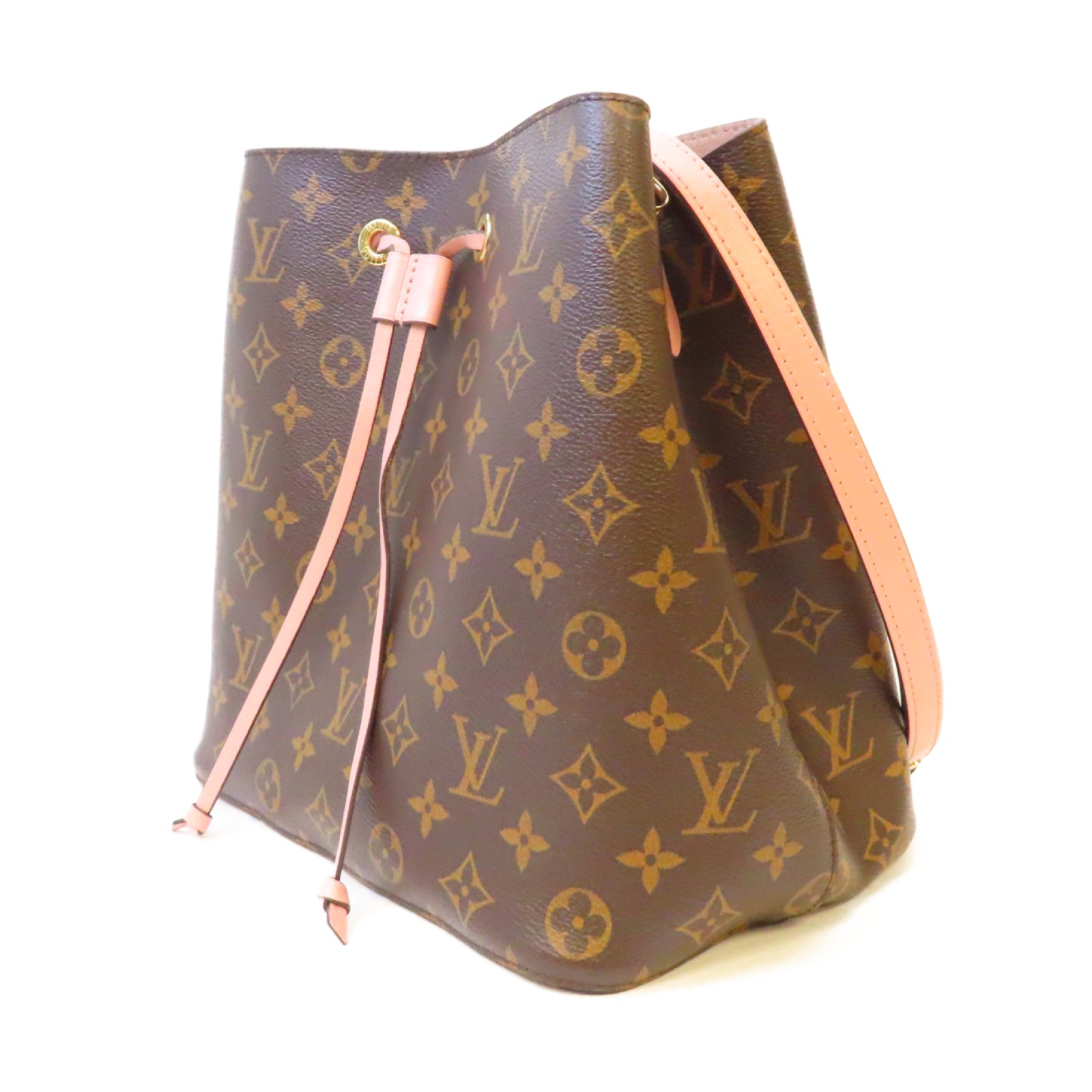 LOUIS VUITTON Monogram Noe金扣肩背袋啡色/粉紅色