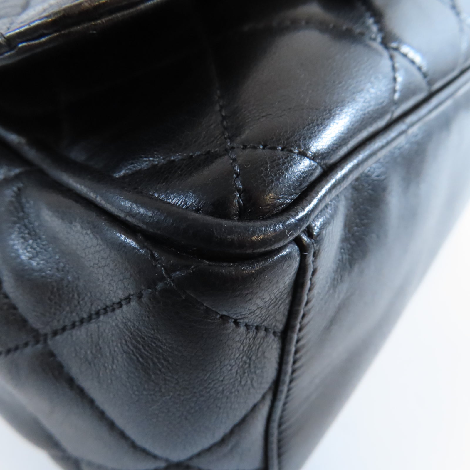 CHANEL 菱格羊皮皮革Vintage Backpack金扣背包黑色