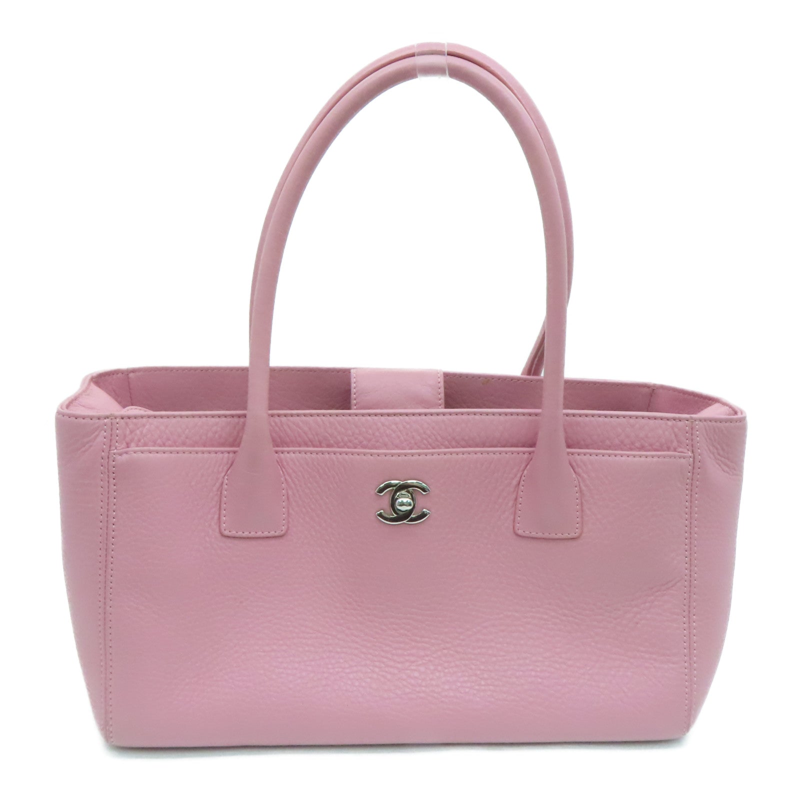 CHANEL 【激減優惠】牛皮皮革Shoulder Bag銀扣肩背袋粉紅色