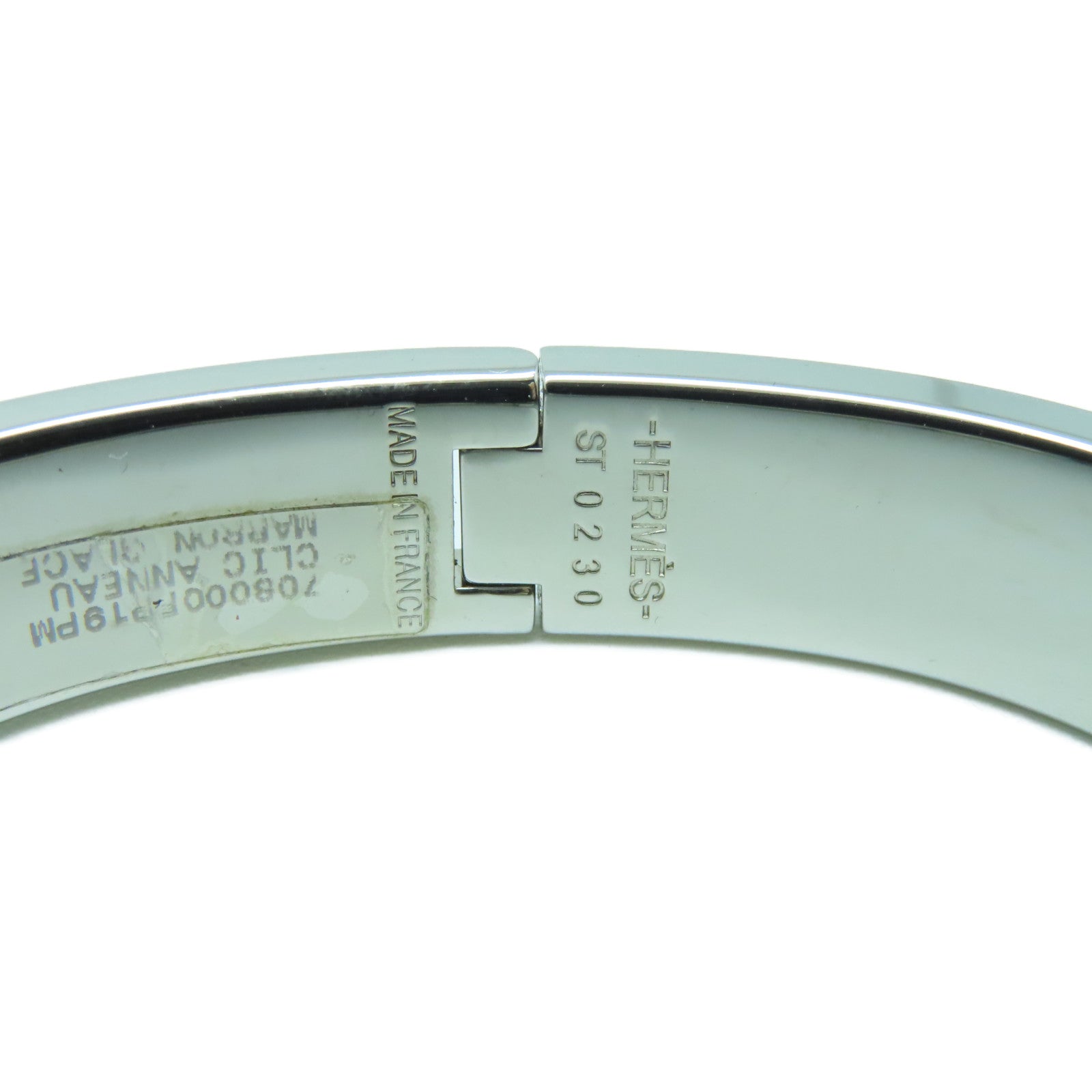 HERMES 金屬Clic Anneau Bracelet手鐲銀色/灰色
